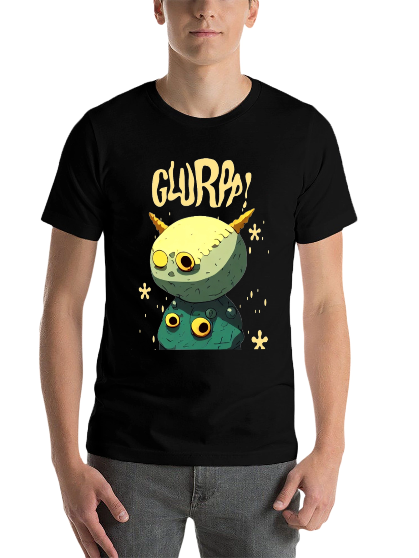 Black Glurpp! Monster Stack T-Shirt - Funky Graphic Tee view 7