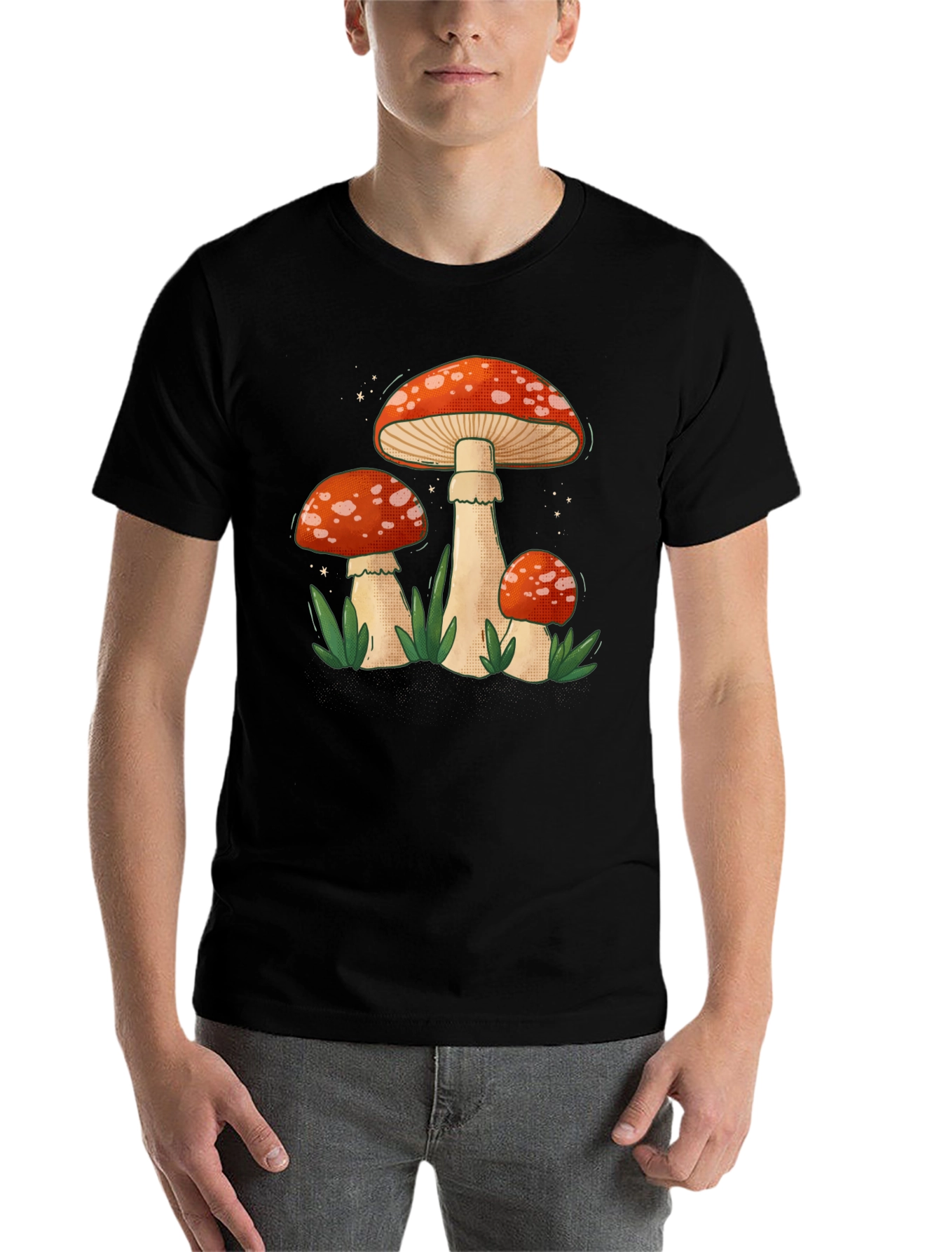 Black Mushroom Graphic Tee - Funky Nature Design view 7