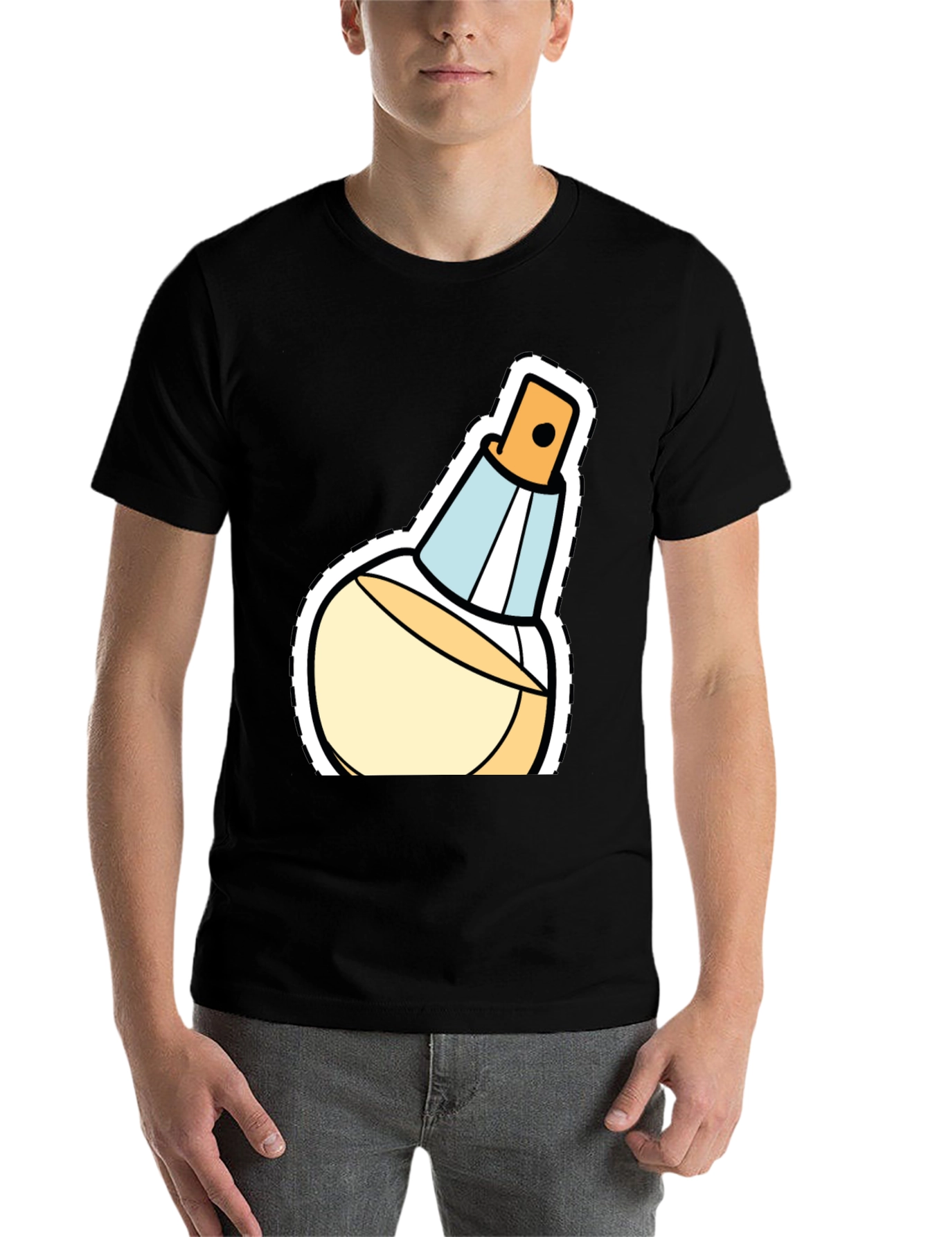 Black Stylish Perfume Bottle Graphic T-Shirt view 7