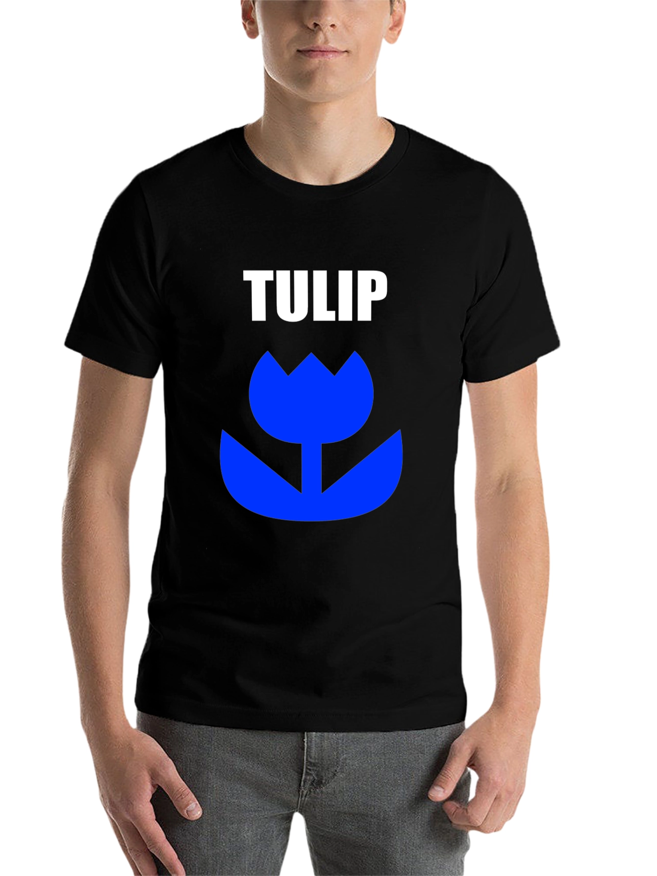 Black TULIP Graphic Tee - Bold Statement T-Shirt view 7