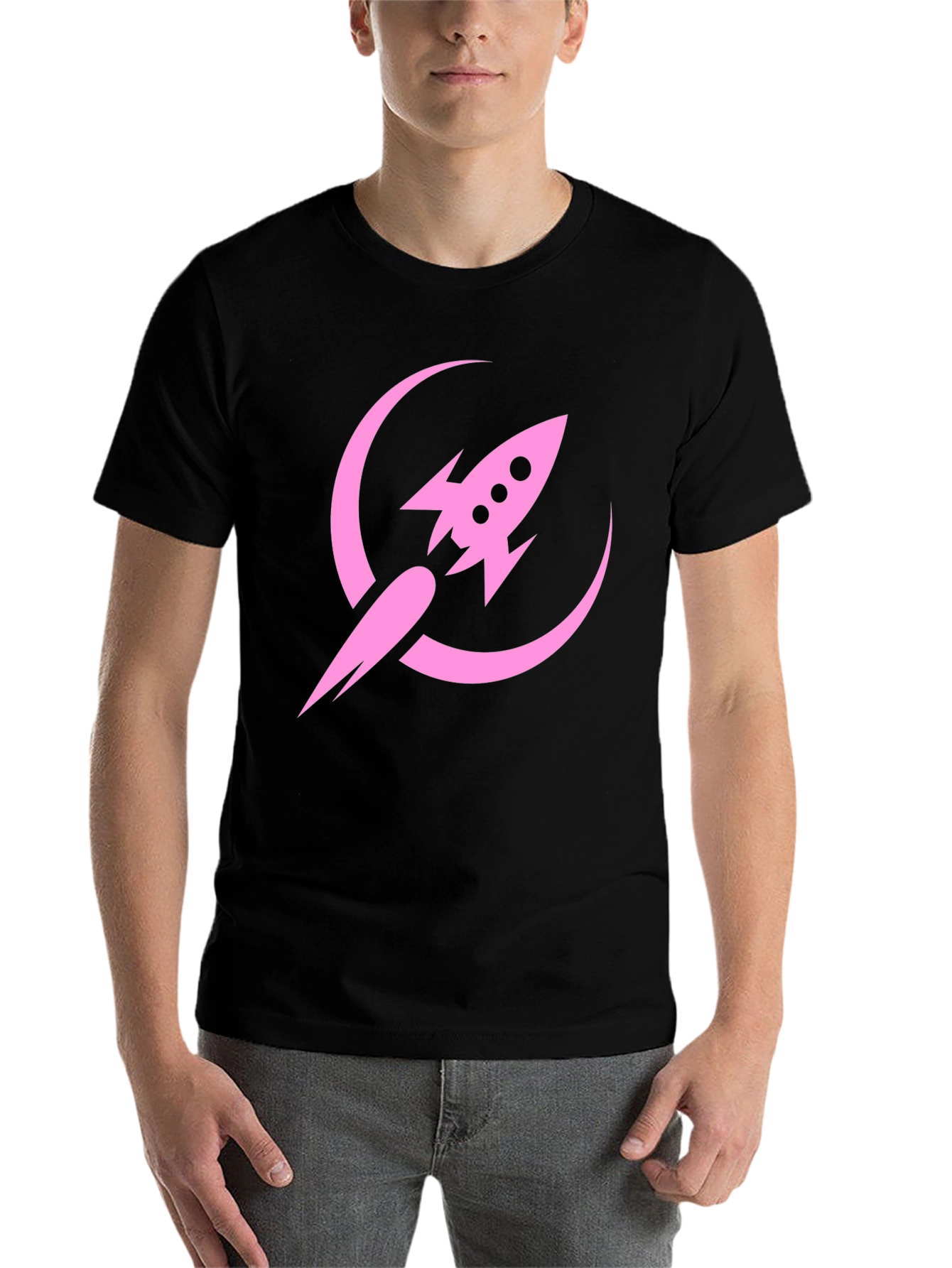 Black Rocket to the Moon Graphic Tee - Black view 7
