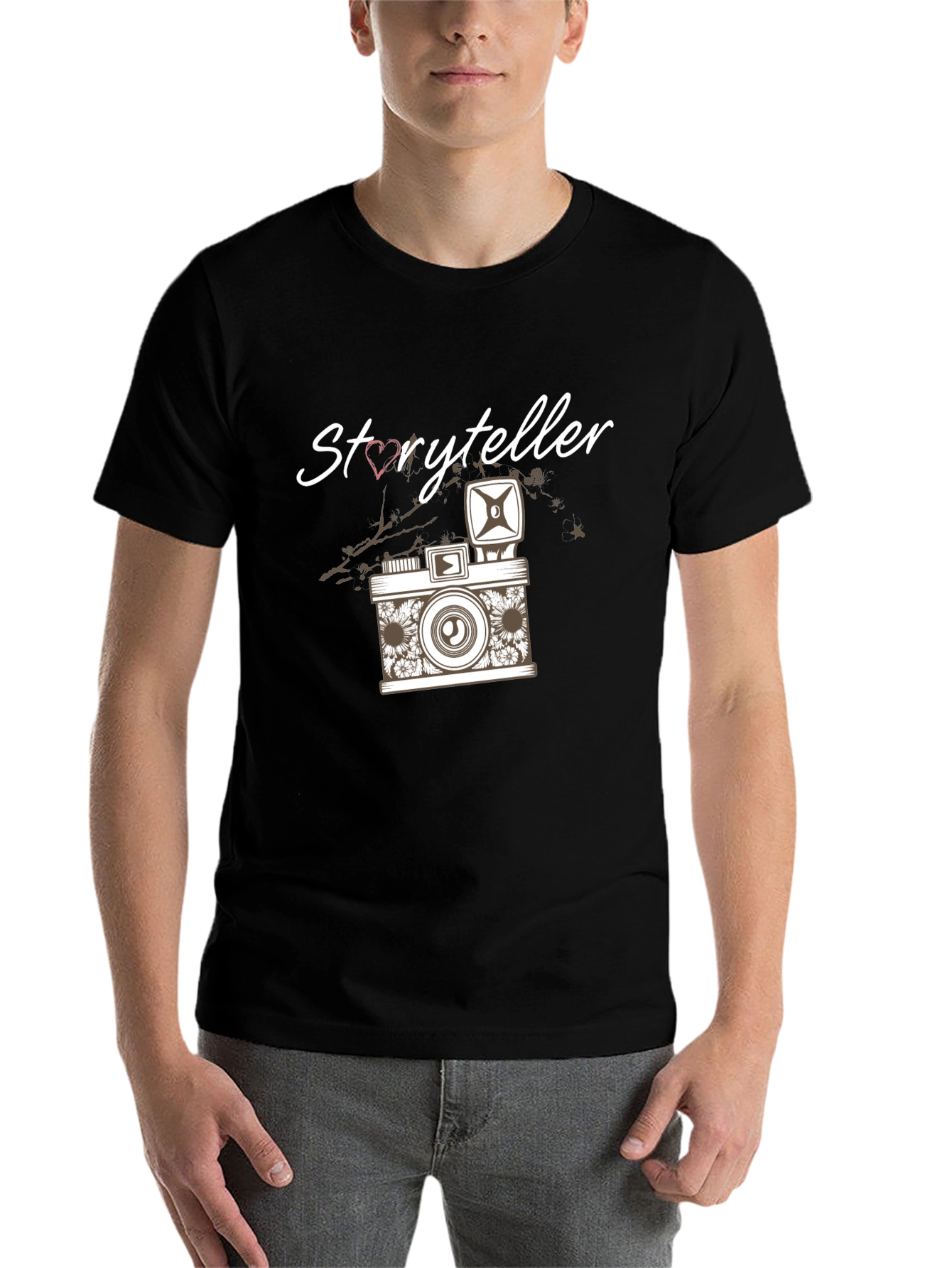 Black Storyteller Camera Graphic T-Shirt - Trendy Casual Tee view 7