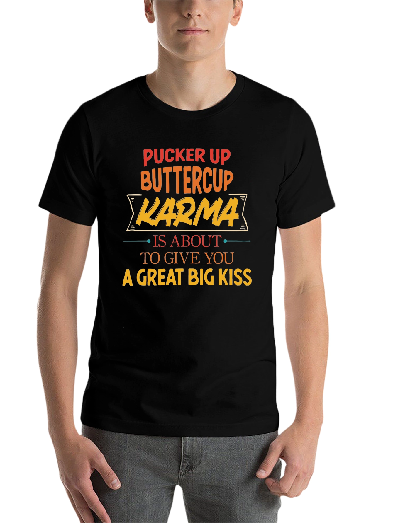 Black Pucker Up Buttercup Karma T-Shirt view 7