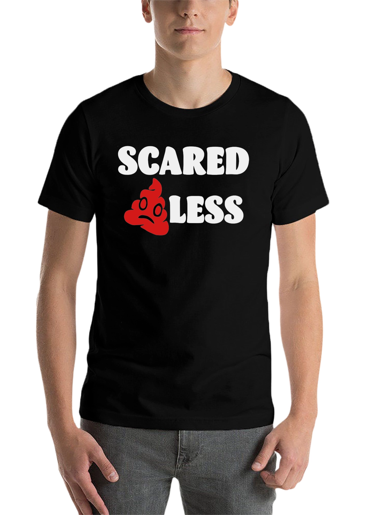Black Scared Less Funny Graphic T-Shirt view 7