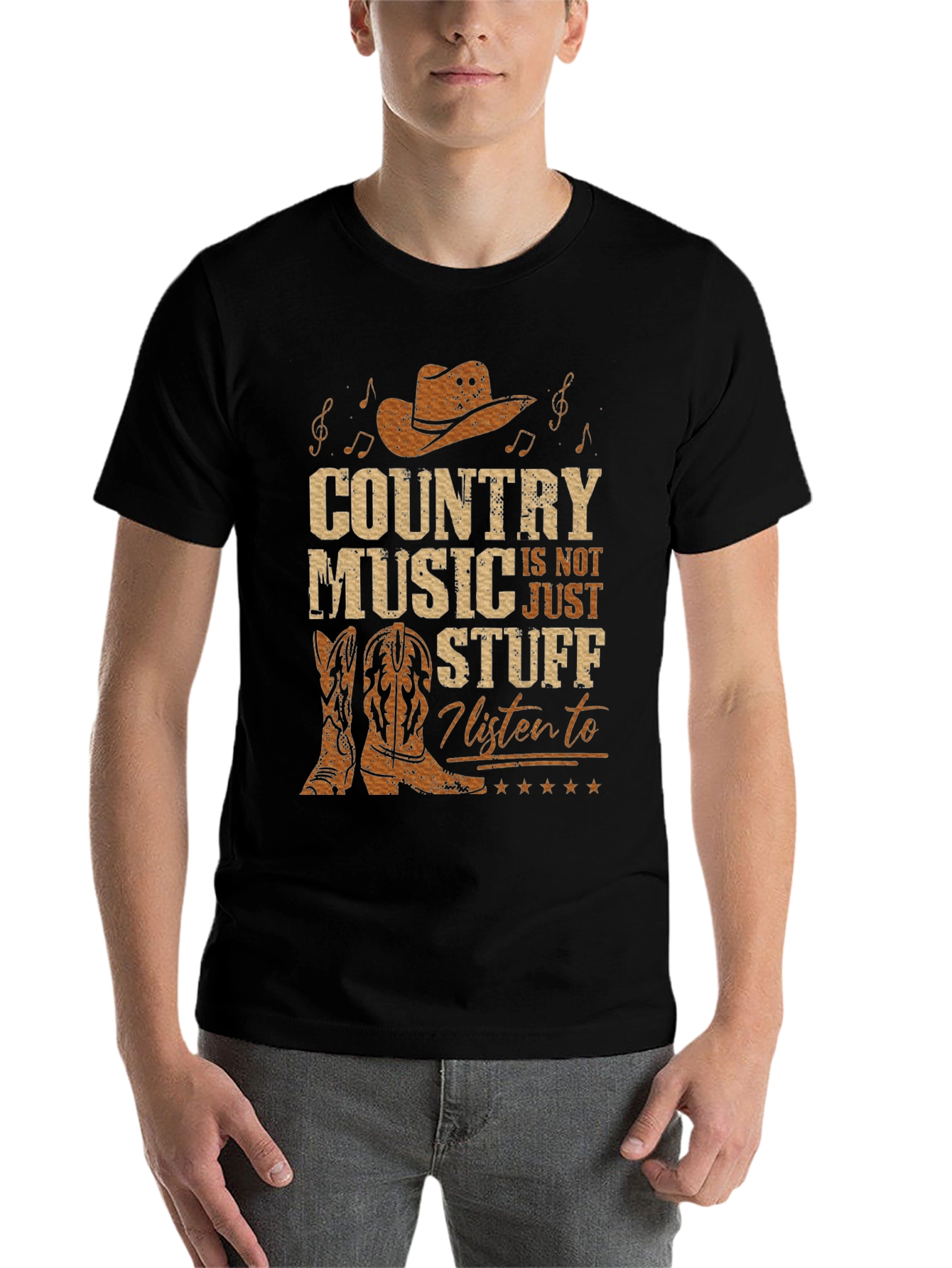 Black Country Music T-Shirt - Cowboy Hat Boots Graphic Tee view 7