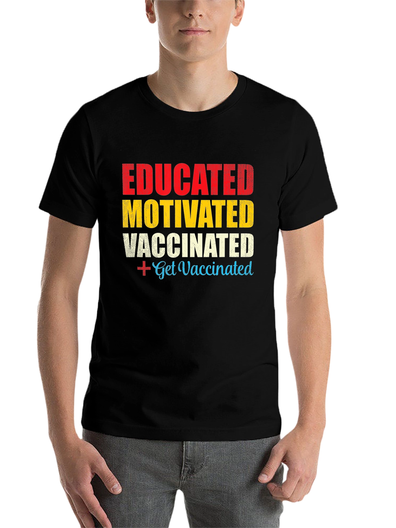 Black Educated Motivated Vaccinated T-Shirt view 7