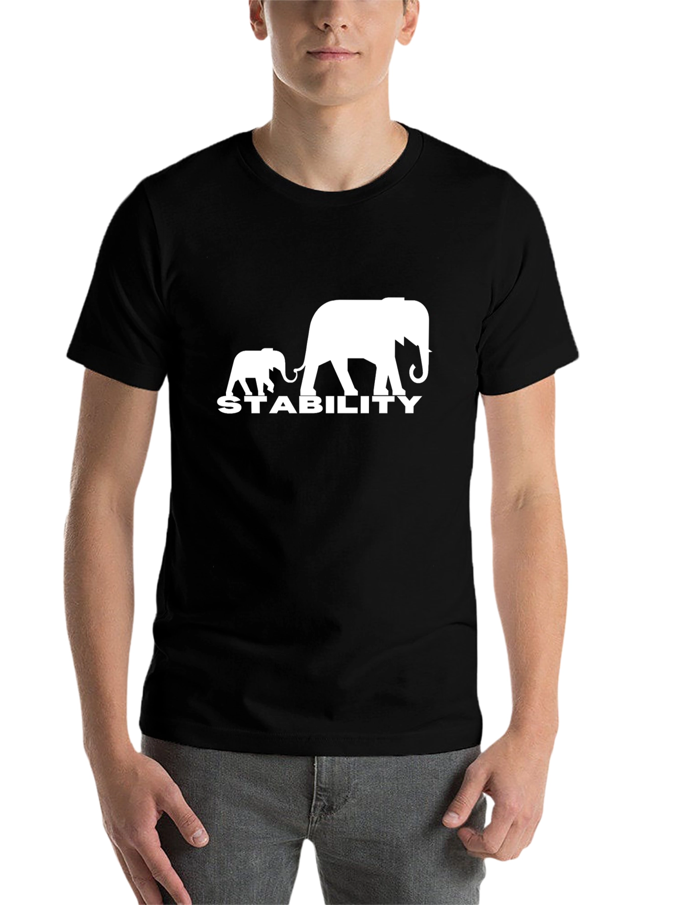 Black Stability Elephant Graphic T-Shirt - Black view 7