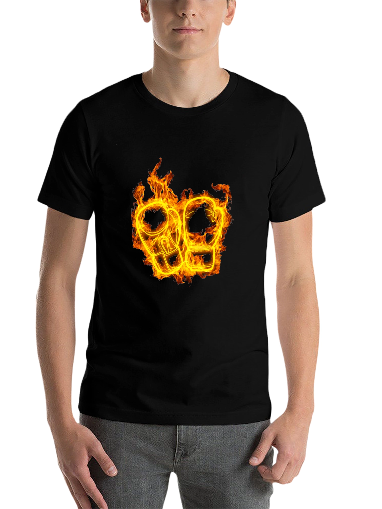 Black Fiery Boxing Gloves Graphic Tee view 7