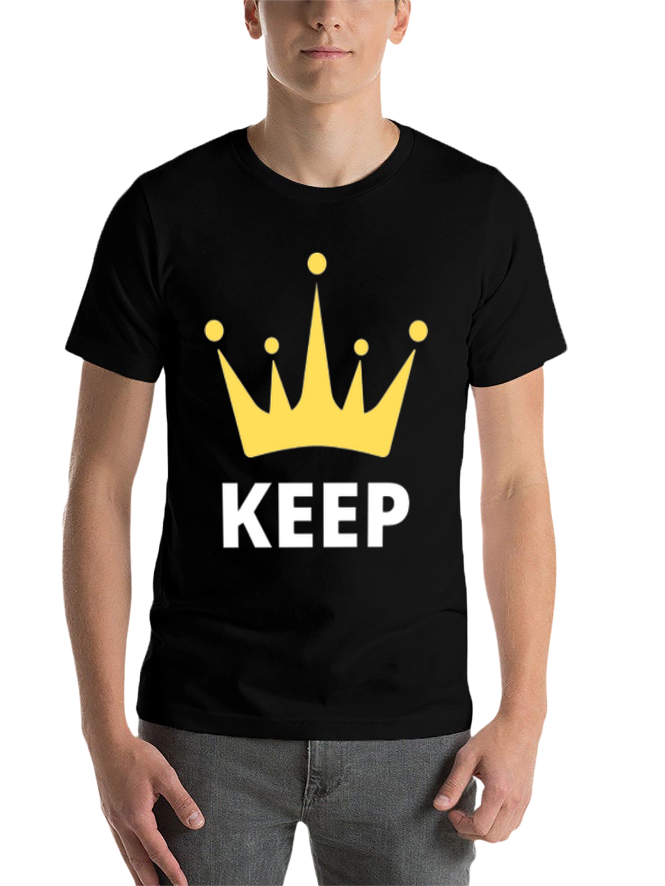 Black Keep Calm Crown Graphic T-Shirt view 7