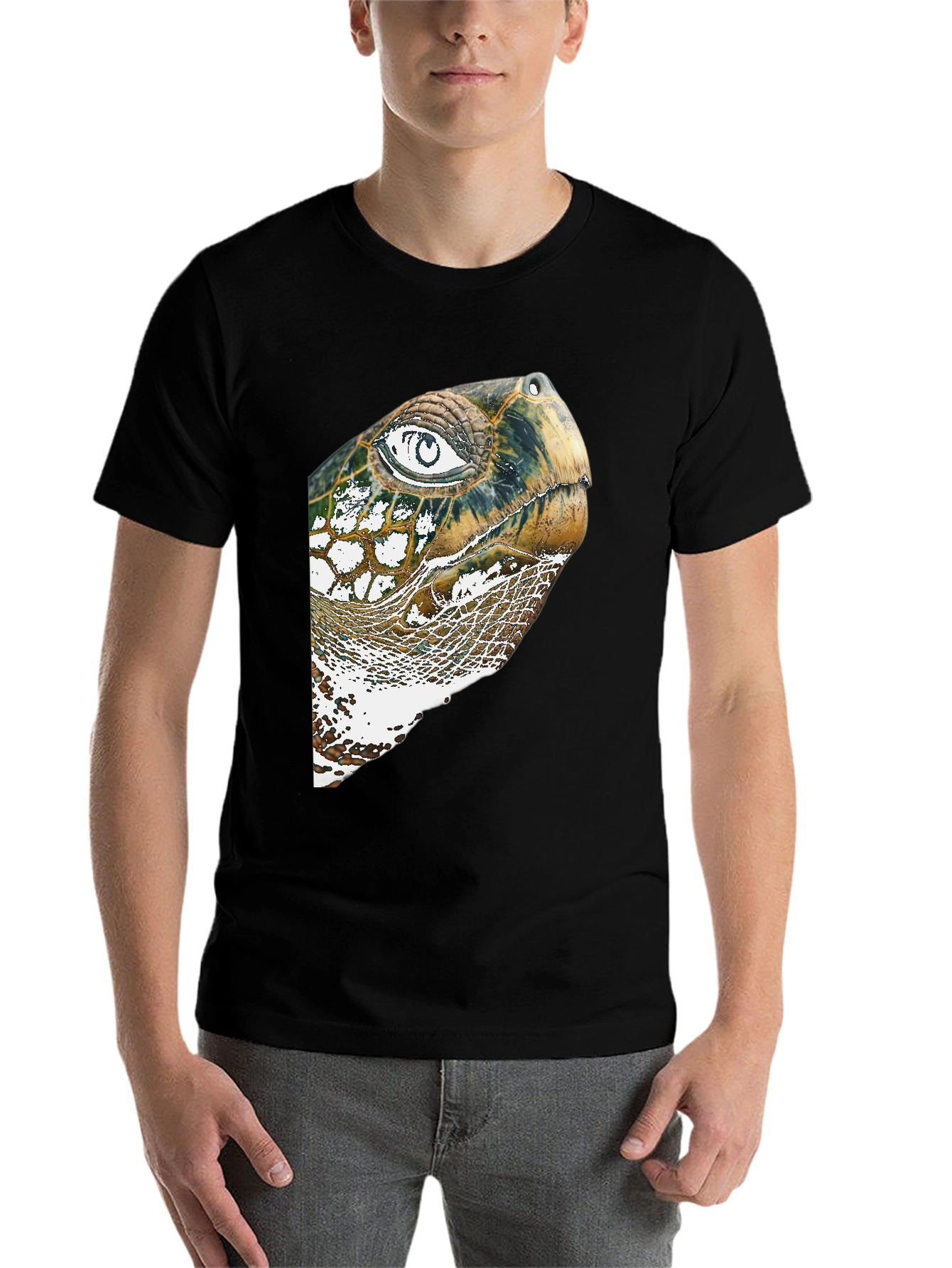 Black Turtle Head Graphic Print Black T-Shirt view 7