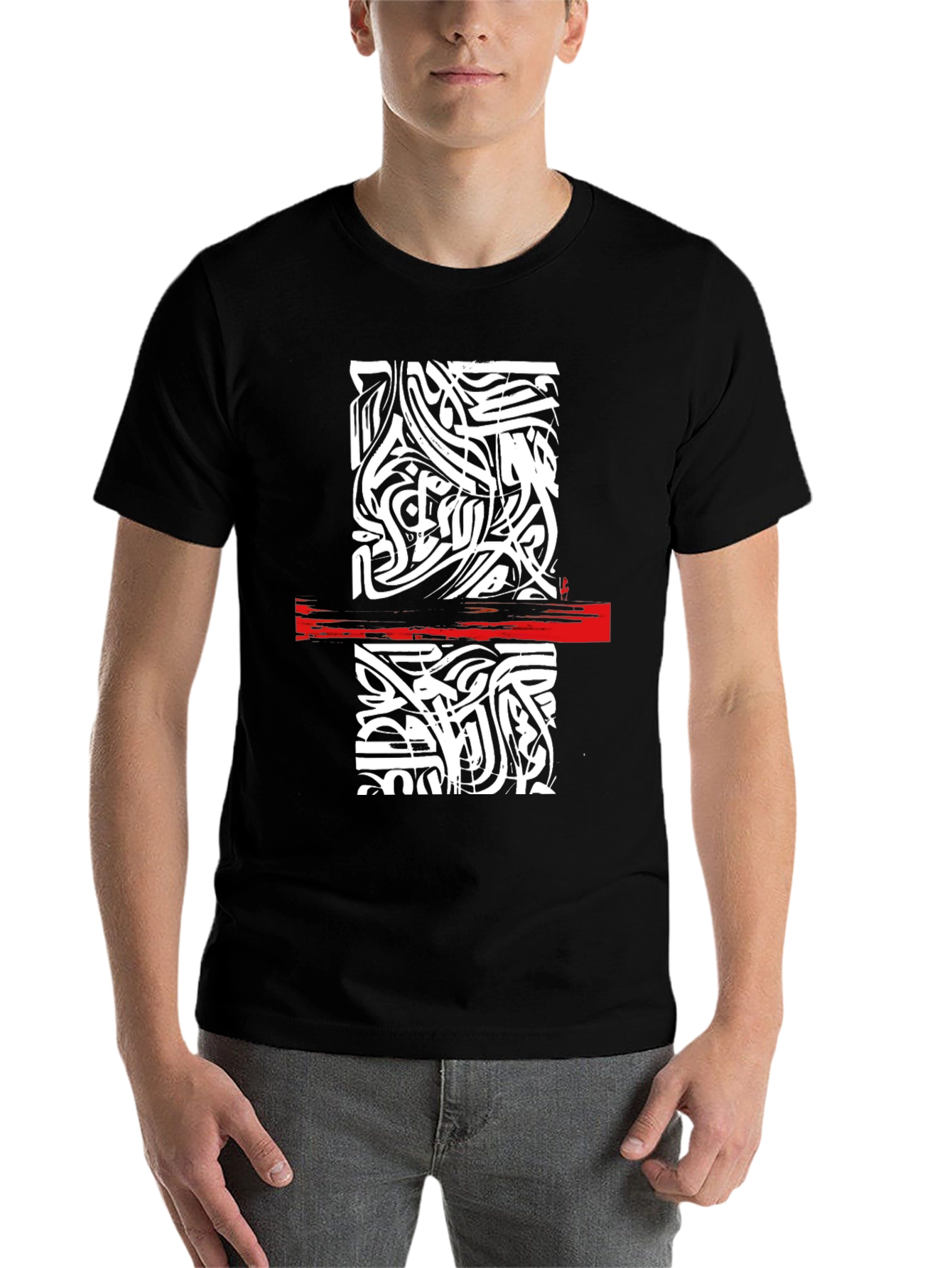 Black Abstract Graphic Print Black T-Shirt view 7