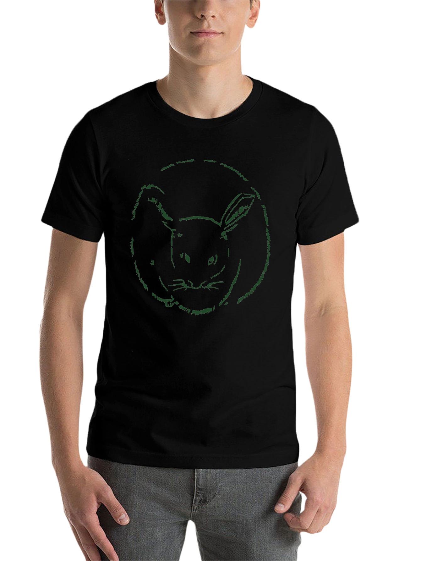 Black Rabbit Graphic Print Black T-Shirt view 7