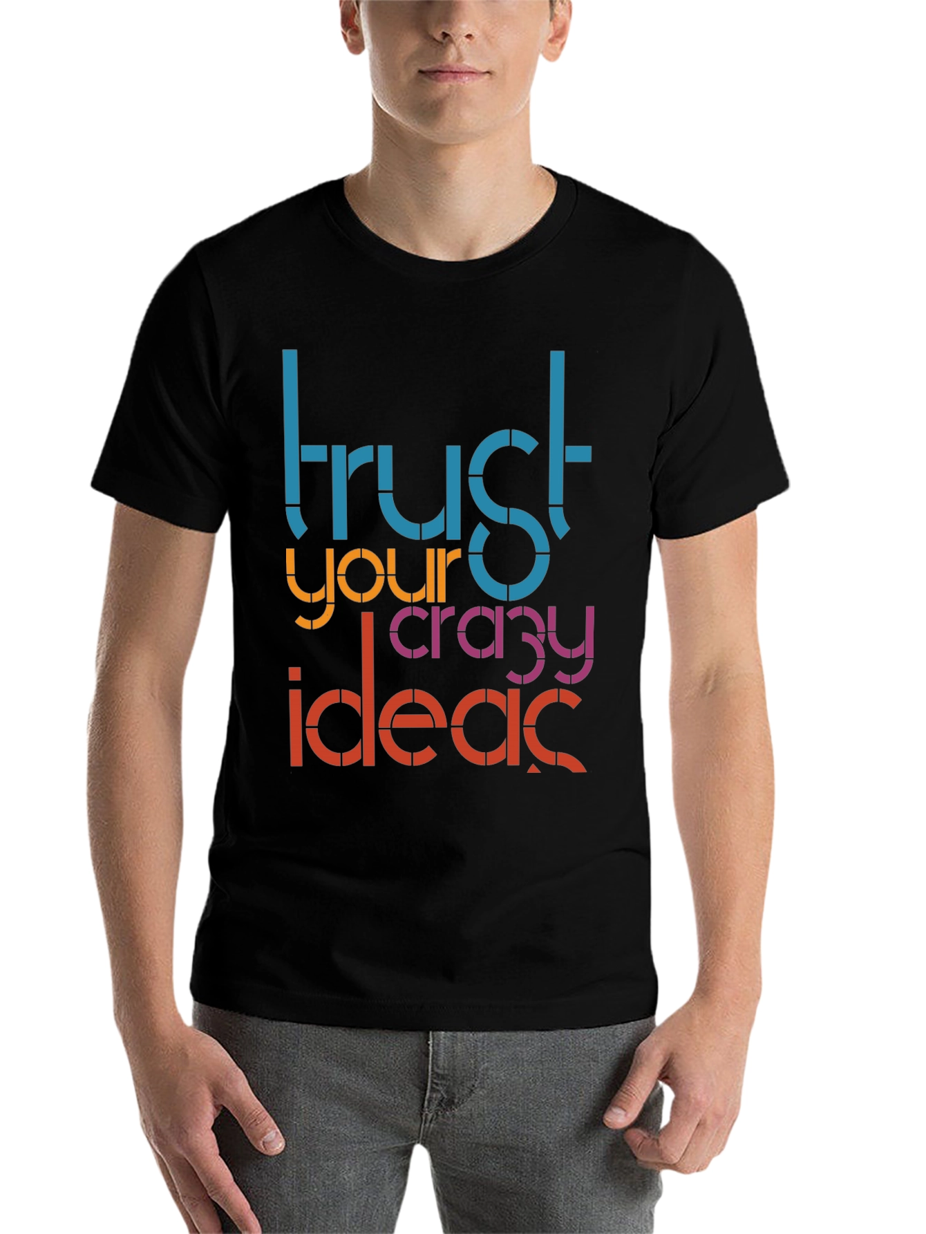 Black Trust Your Crazy Ideas Graphic Tee view 7