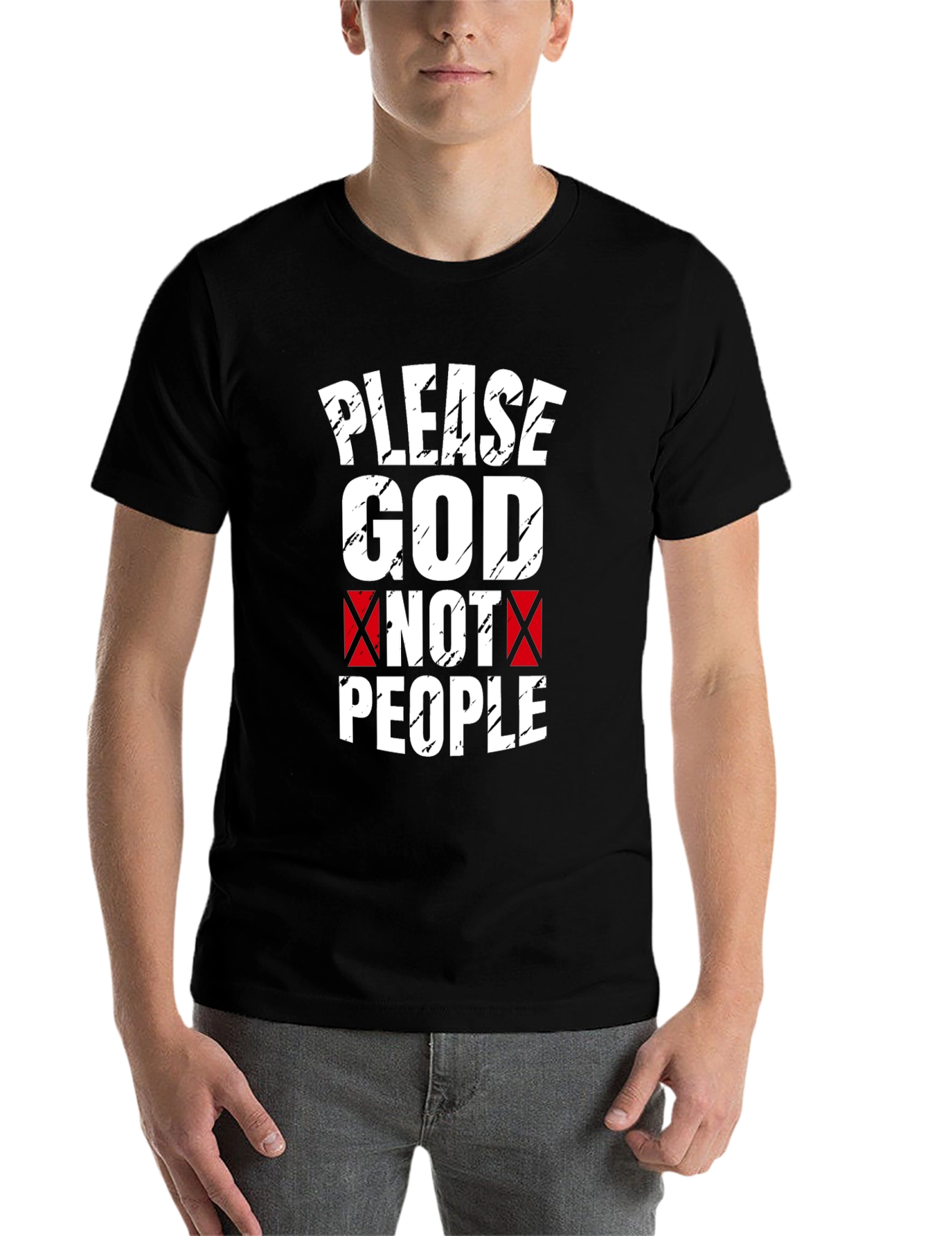 Black Please God Not People Graphic Tee view 7