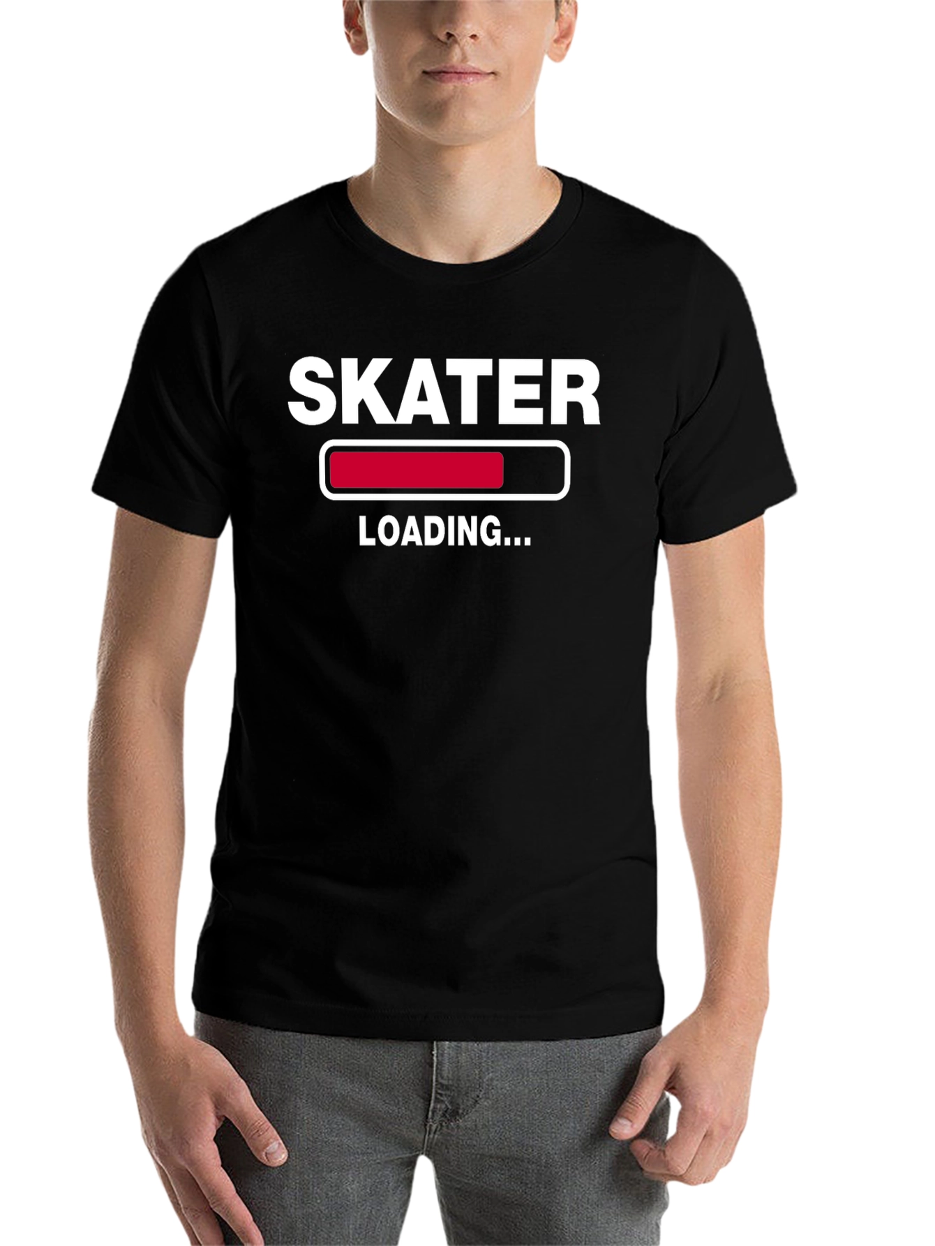 Black Skater Loading T-Shirt - Funny Graphic Tee view 7