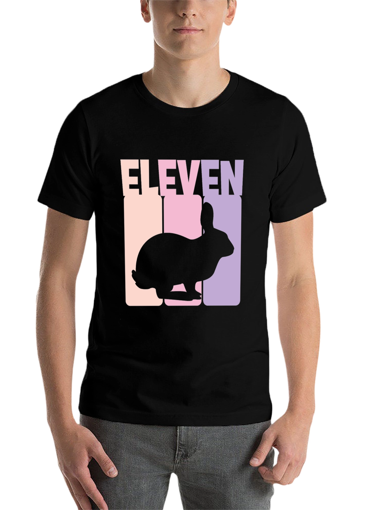 Black Eleven Rabbit Graphic Tee - Black Cotton Blend T-Shirt view 7