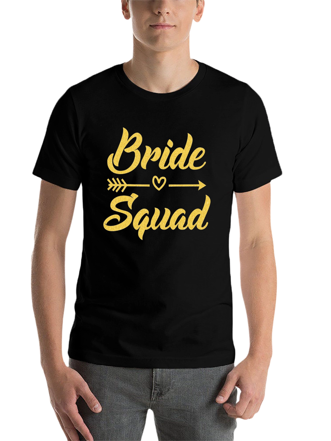 Black Bride Squad T-Shirt - Gold Glitter Print Bridal Party Tee view 7