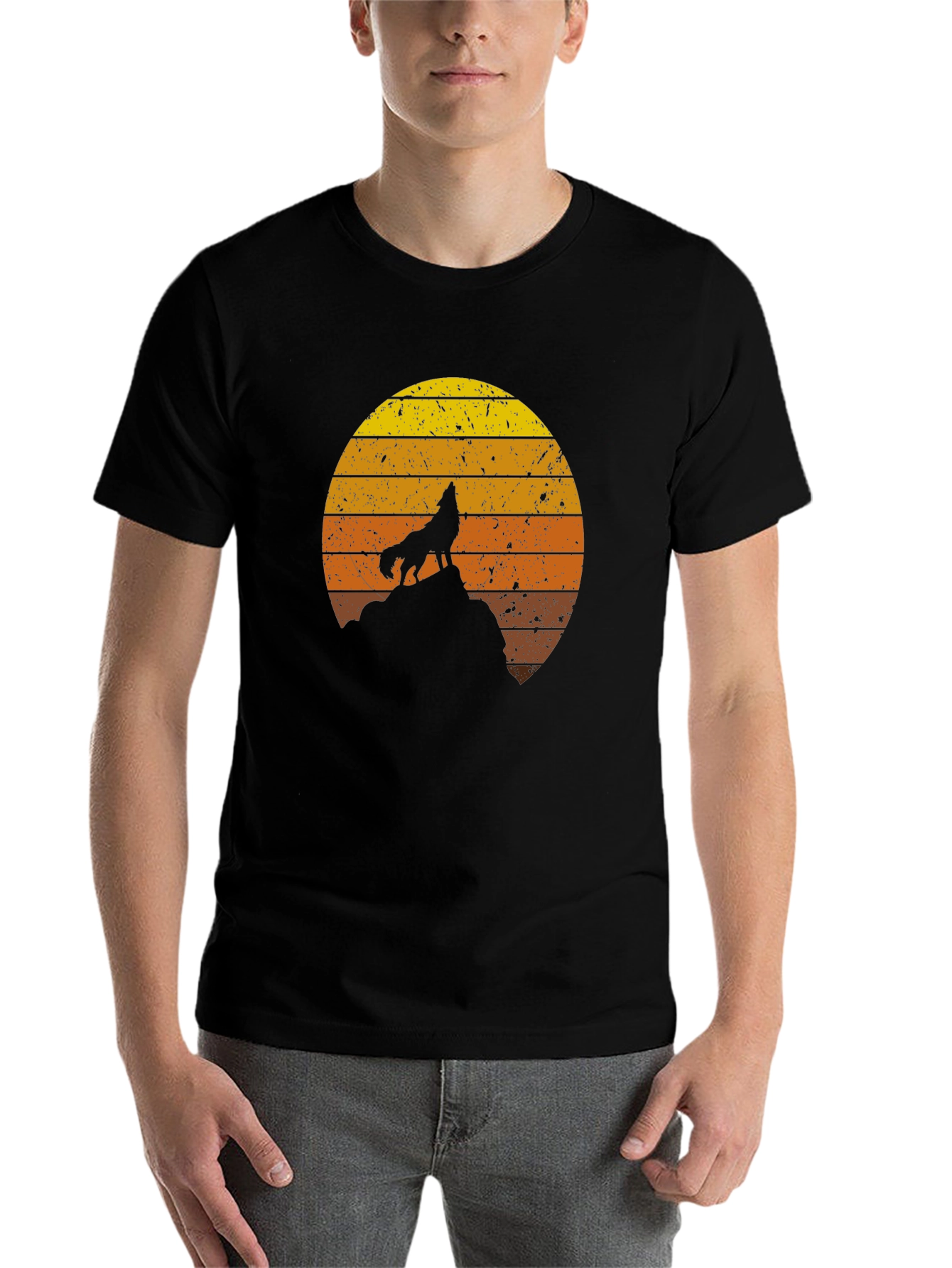 Black Wolf Sunset Graphic Tee - Unisex view 7
