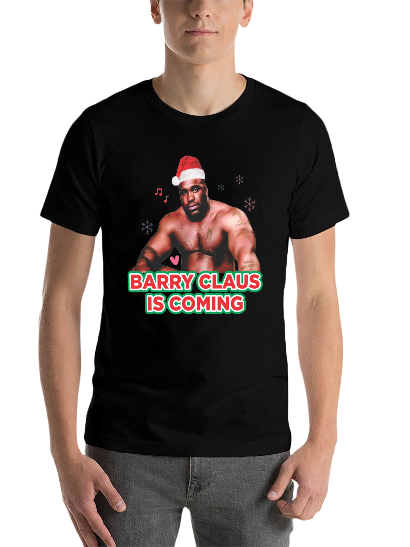 Black Barry Claus T-Shirt - Christmas Fun view 7