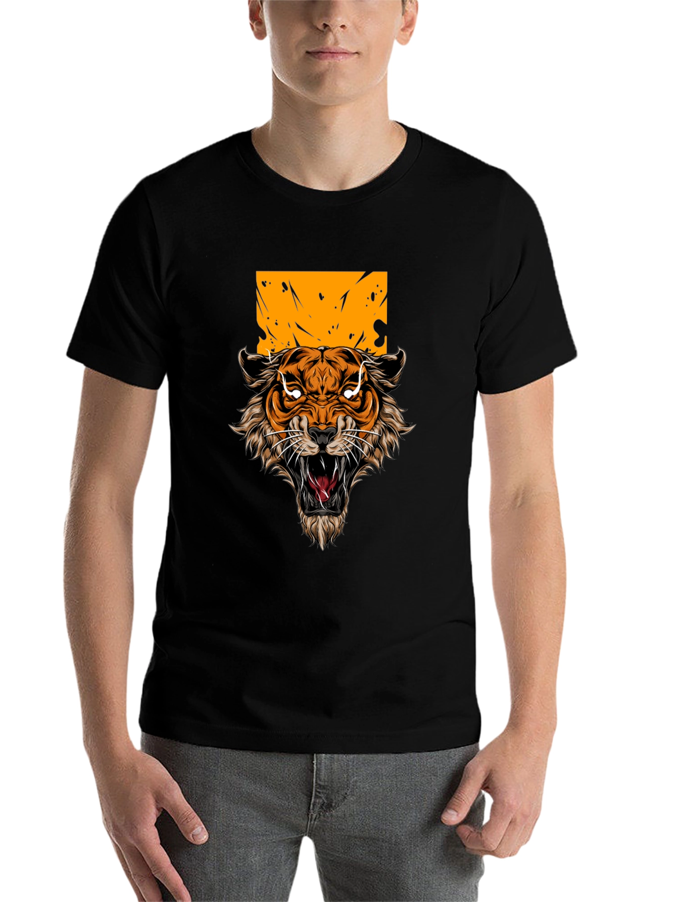 Black Tiger Graphic Print Black T-Shirt view 7
