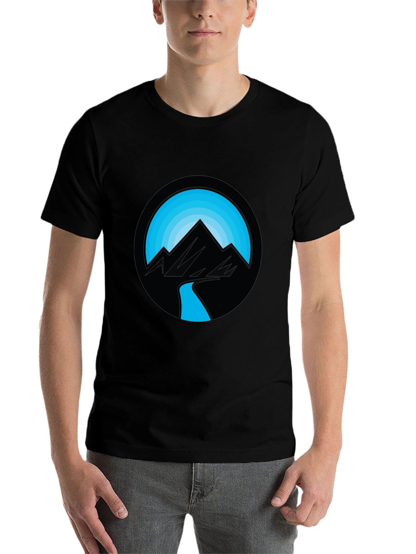 Black Mountain River Graphic Black T-Shirt view 7