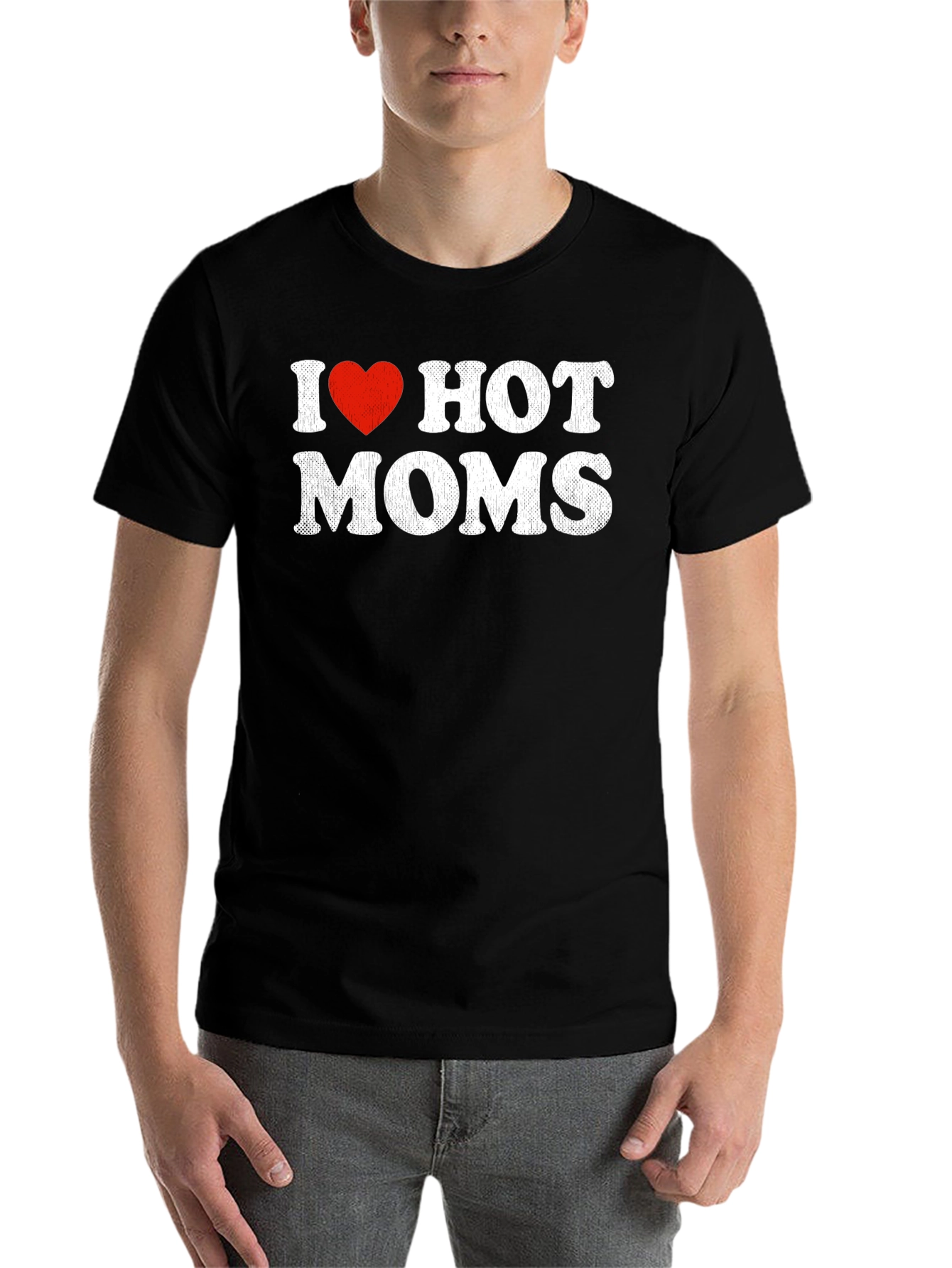 Black I Heart Hot Moms T-Shirt - Graphic Tee view 7
