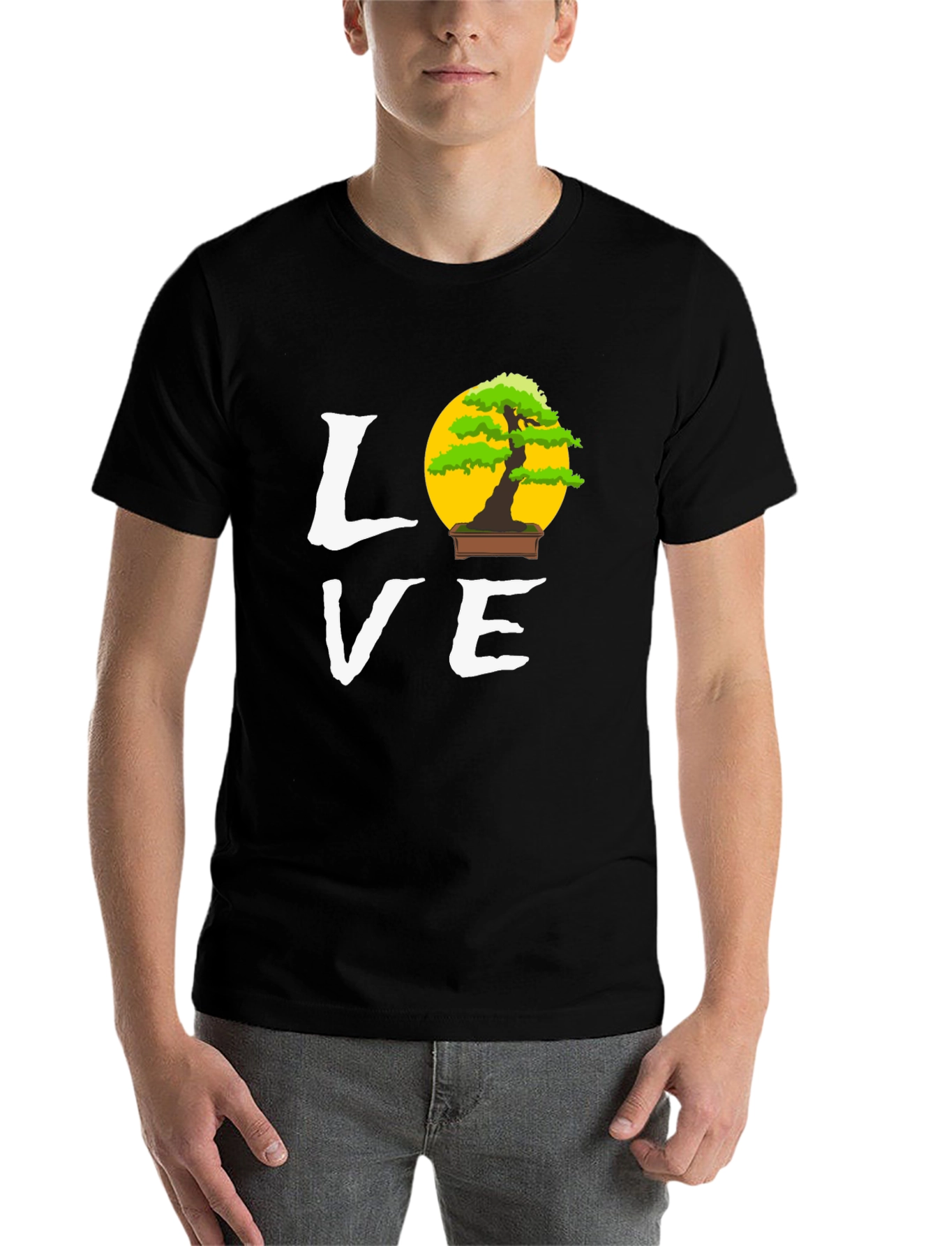 Black Bonsai Tree Love Graphic Tee - Unique Design T-Shirt view 7