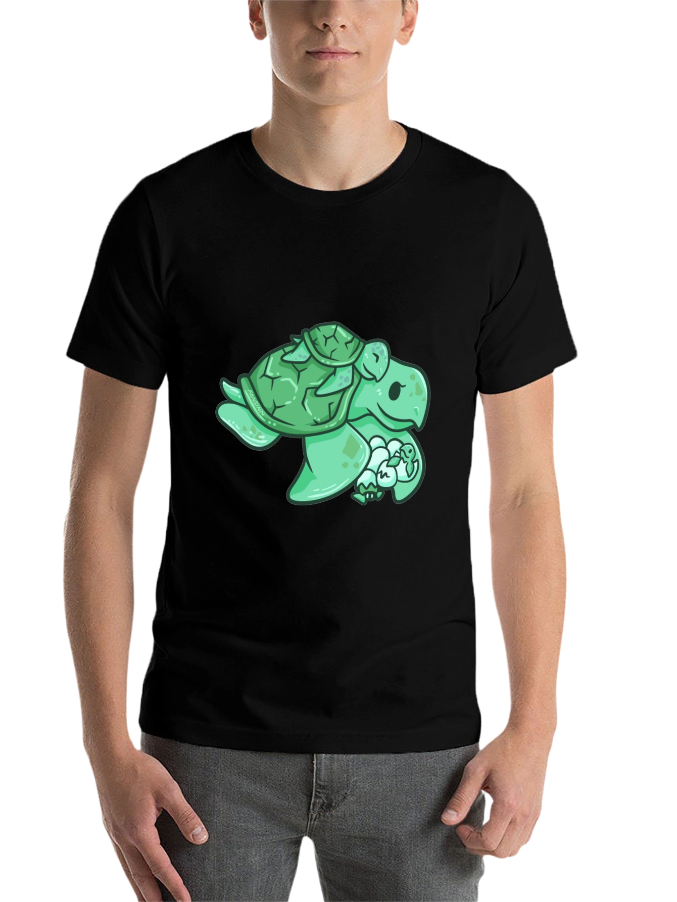 Black Turtle Family Graphic Tee - Cute Animal Lover Shirt view 7
