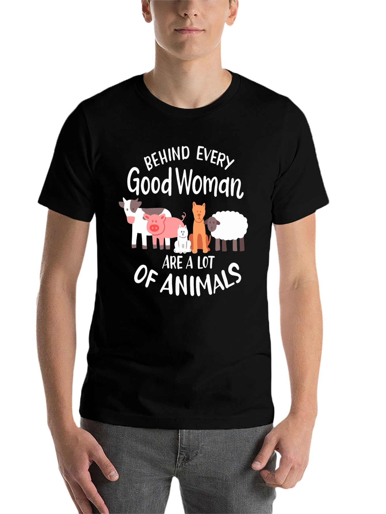 Black Behind Every Good Woman Animals T-Shirt view 7