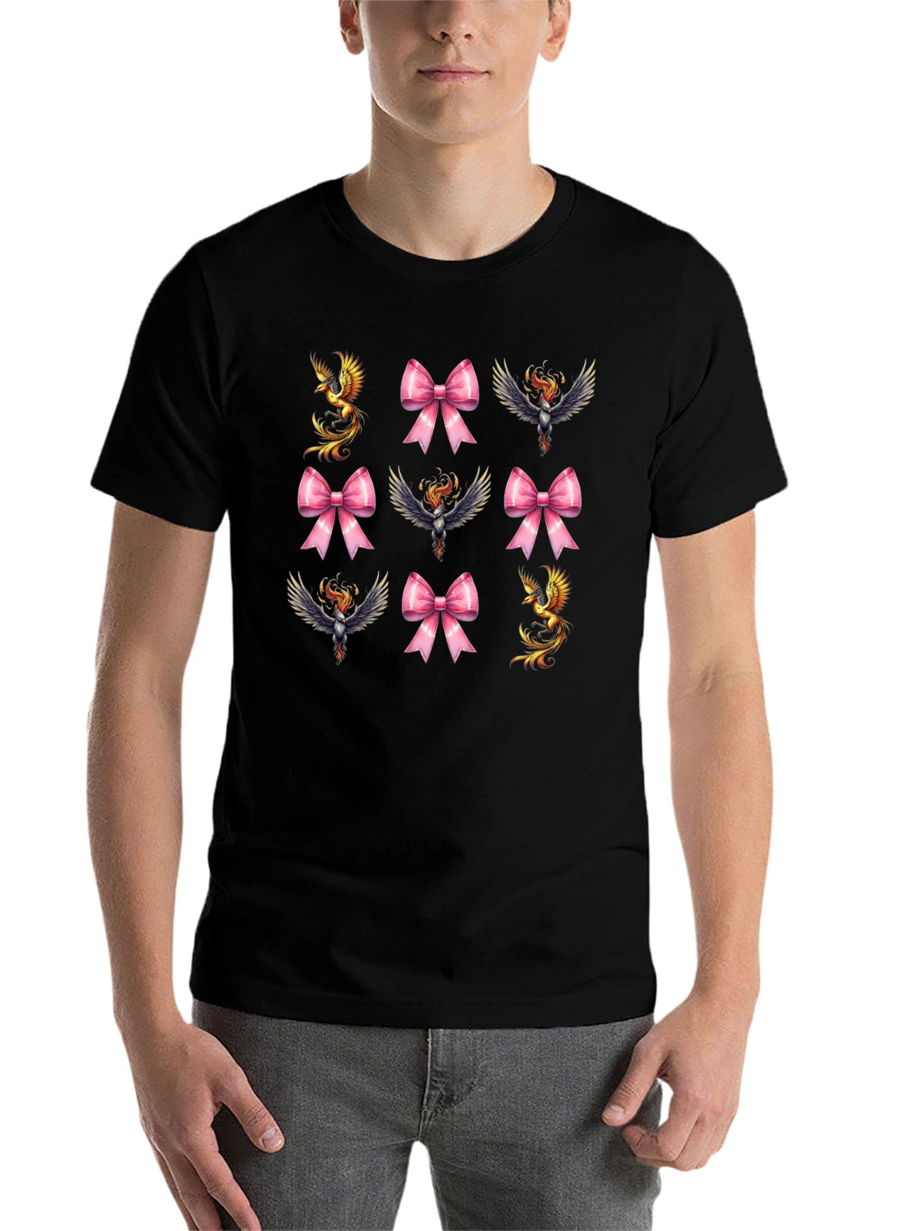 Black Phoenix & Bow Graphic T-Shirt view 7