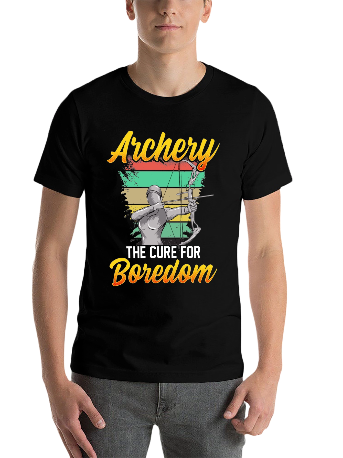Black Archery: The Cure for Boredom Graphic T-Shirt view 7
