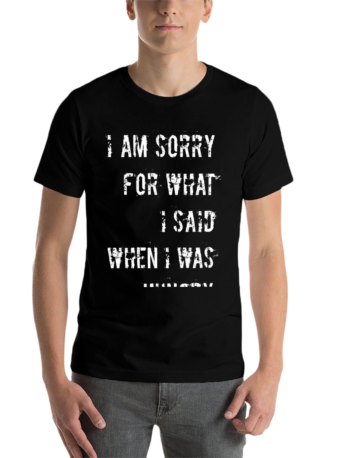 Black Funny "I'm Sorry for What I Said" Men's T-Shirt view 7