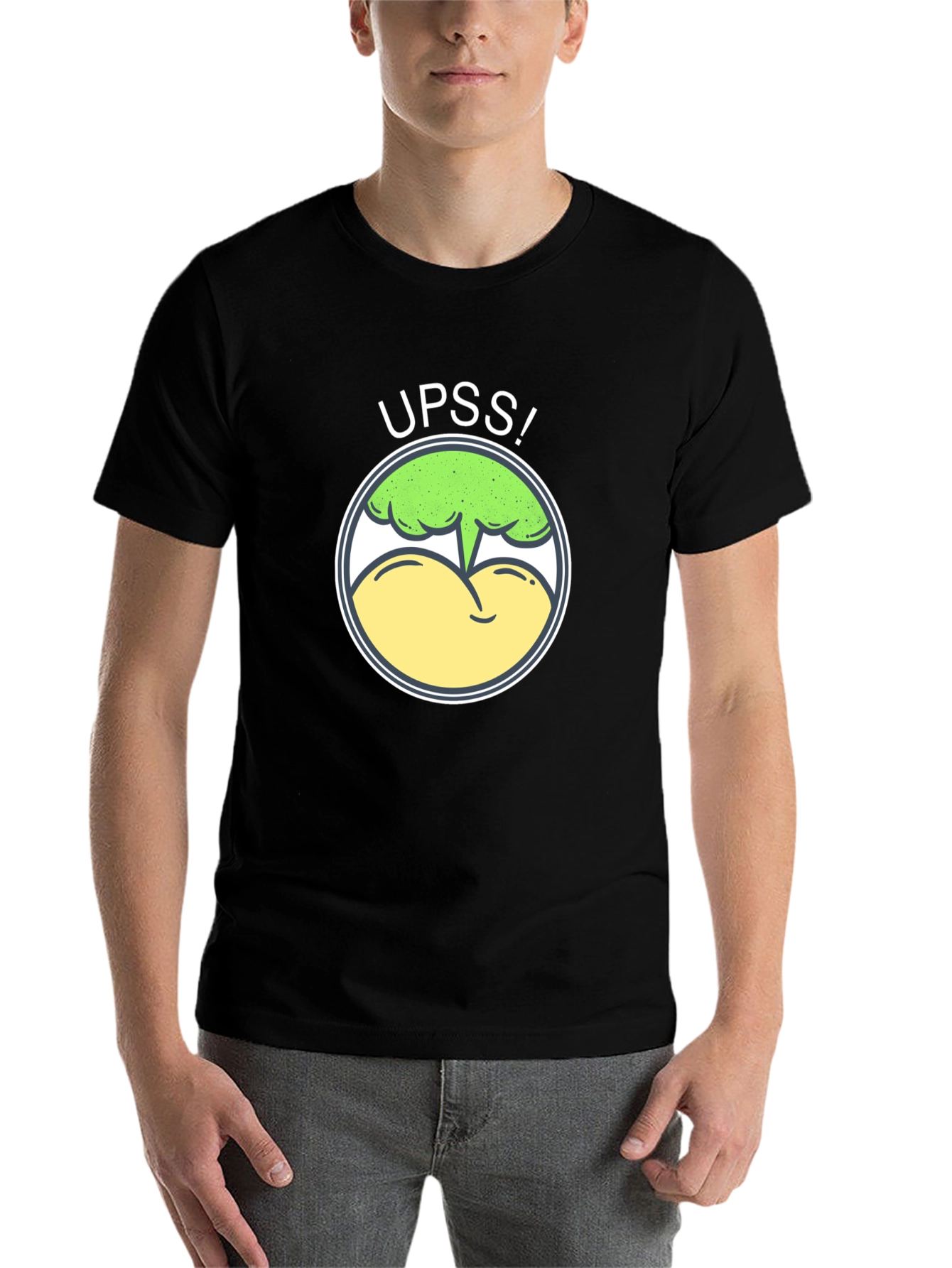 Black Funny UPSS! Broccoli Butt T-Shirt - Humor Tee view 7