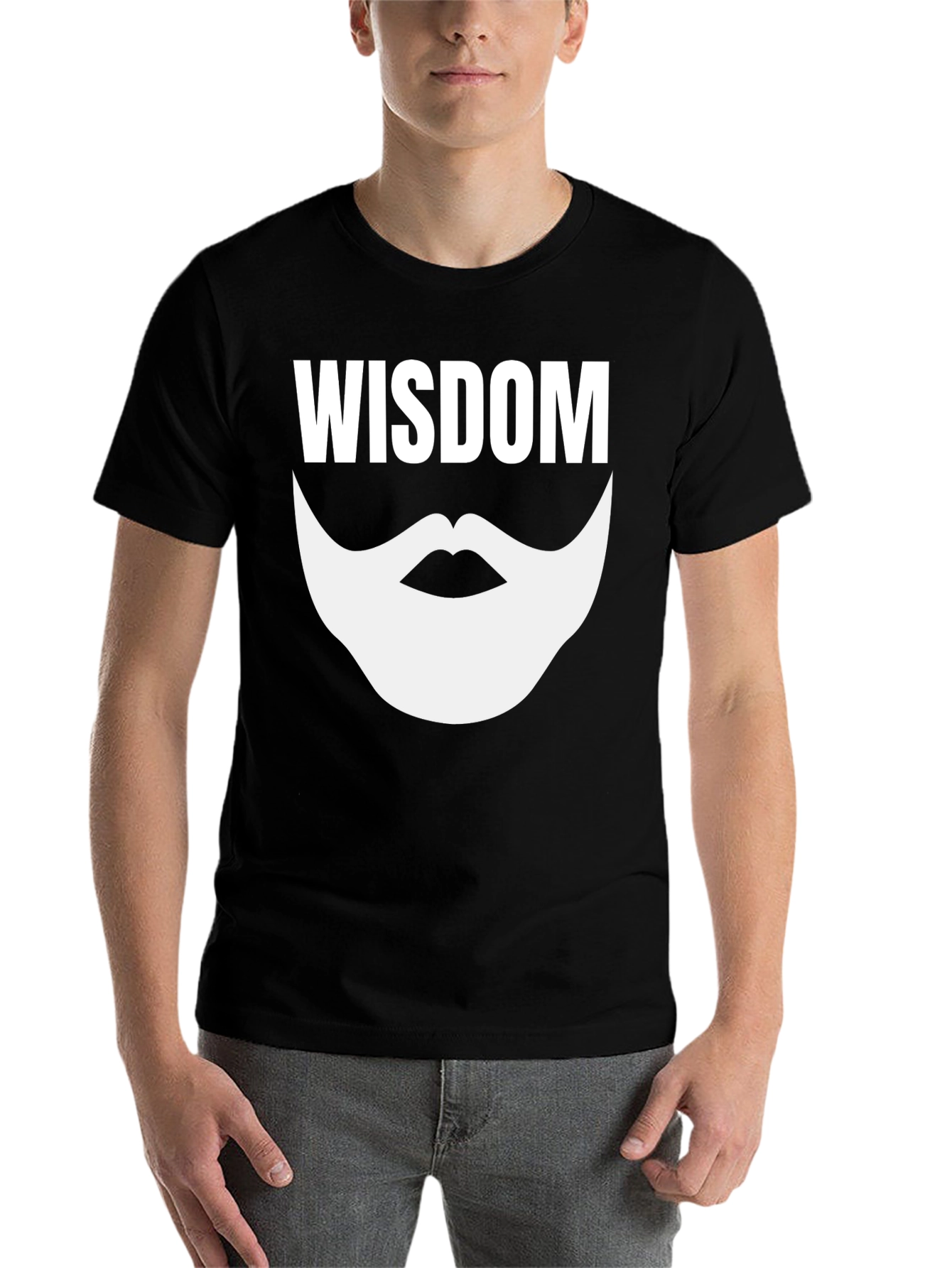 Black Wisdom Beard Graphic Tee - Black Cotton Blend Shirt view 7