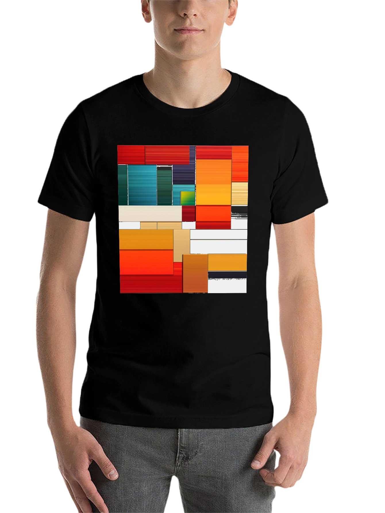 Black Abstract Art Graphic Tee - Modern Design view 7