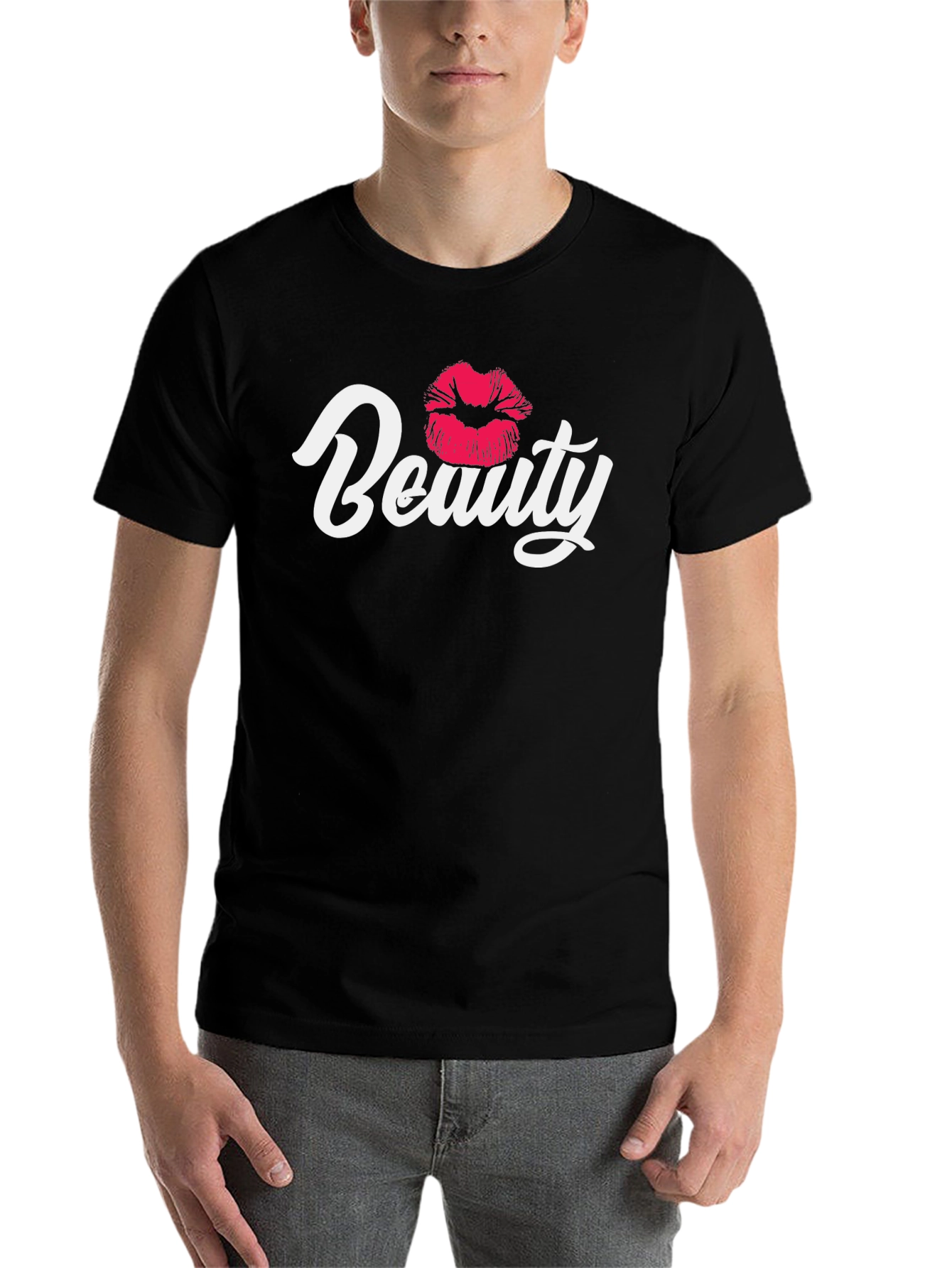 Black Beauty Kiss Graphic Tee - Unisex Black T-Shirt view 7
