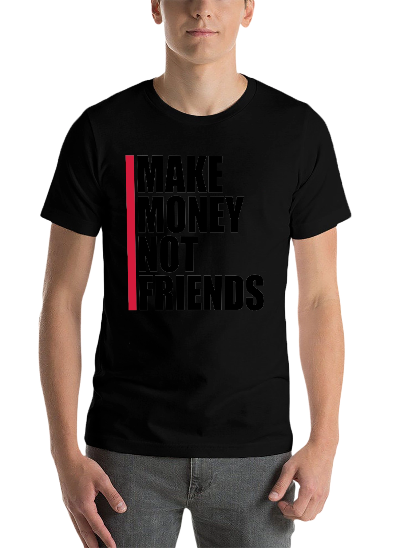 Black Make Money Not Friends Graphic Tee view 7
