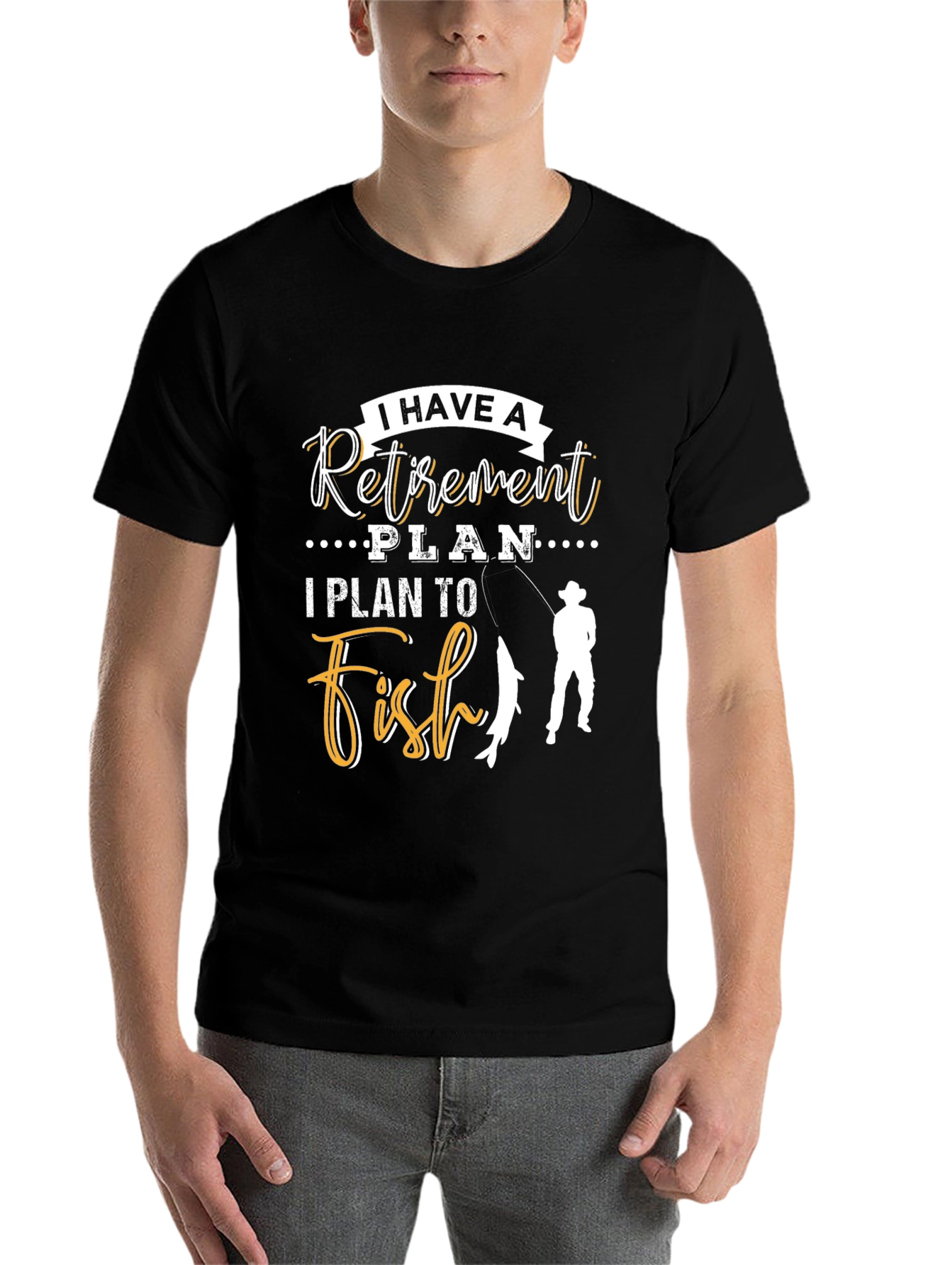 Black Retirement Plan Fishing T-Shirt view 7