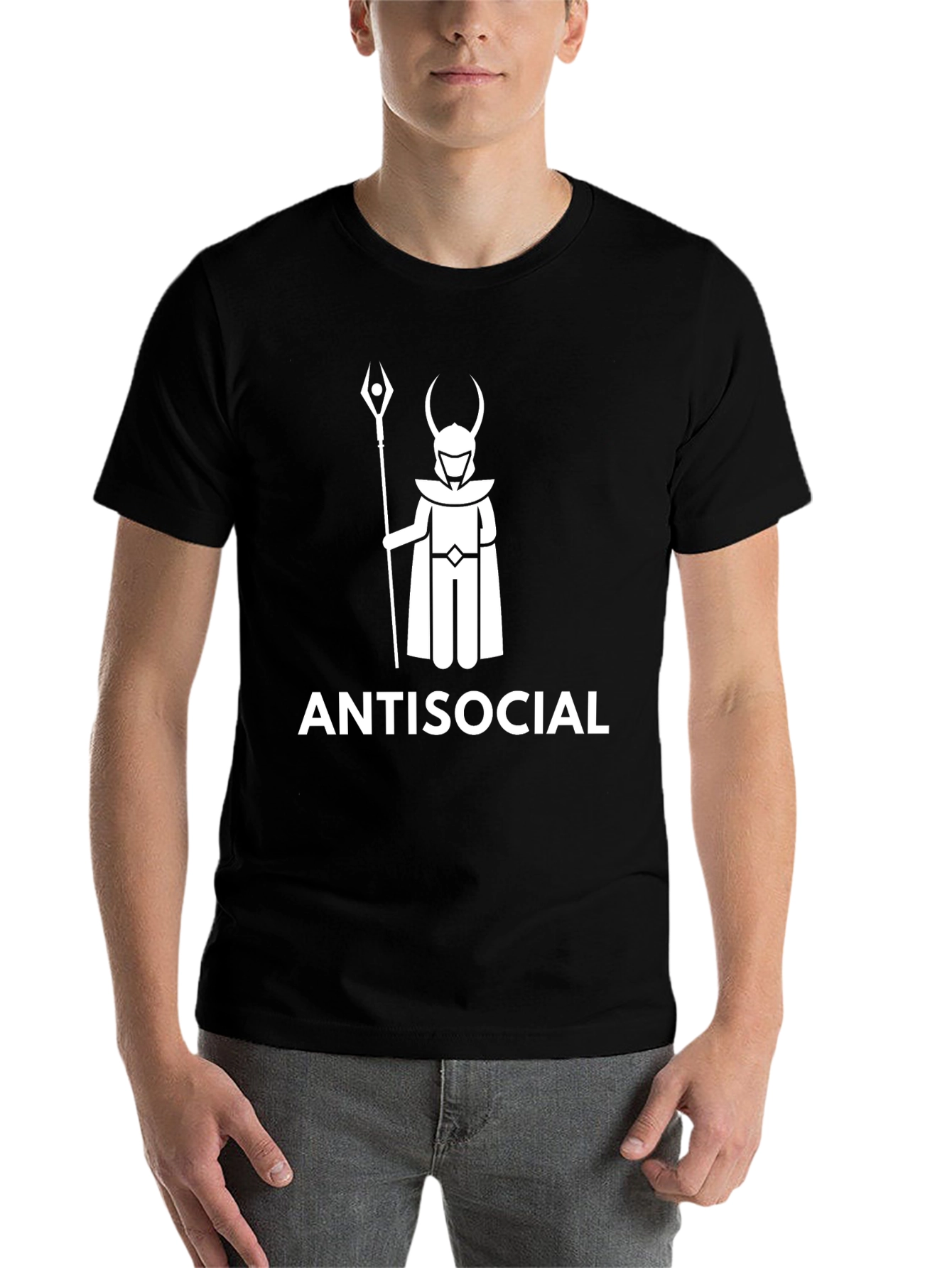 Black Antisocial Loki Stick Figure Black T-Shirt view 7