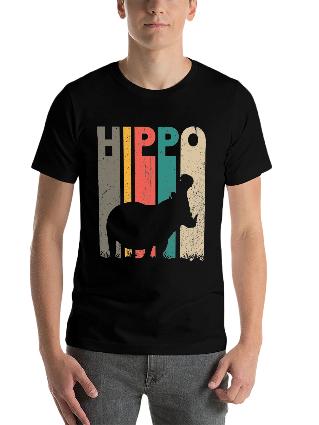 Black Vintage Hippo Graphic Tee view 7