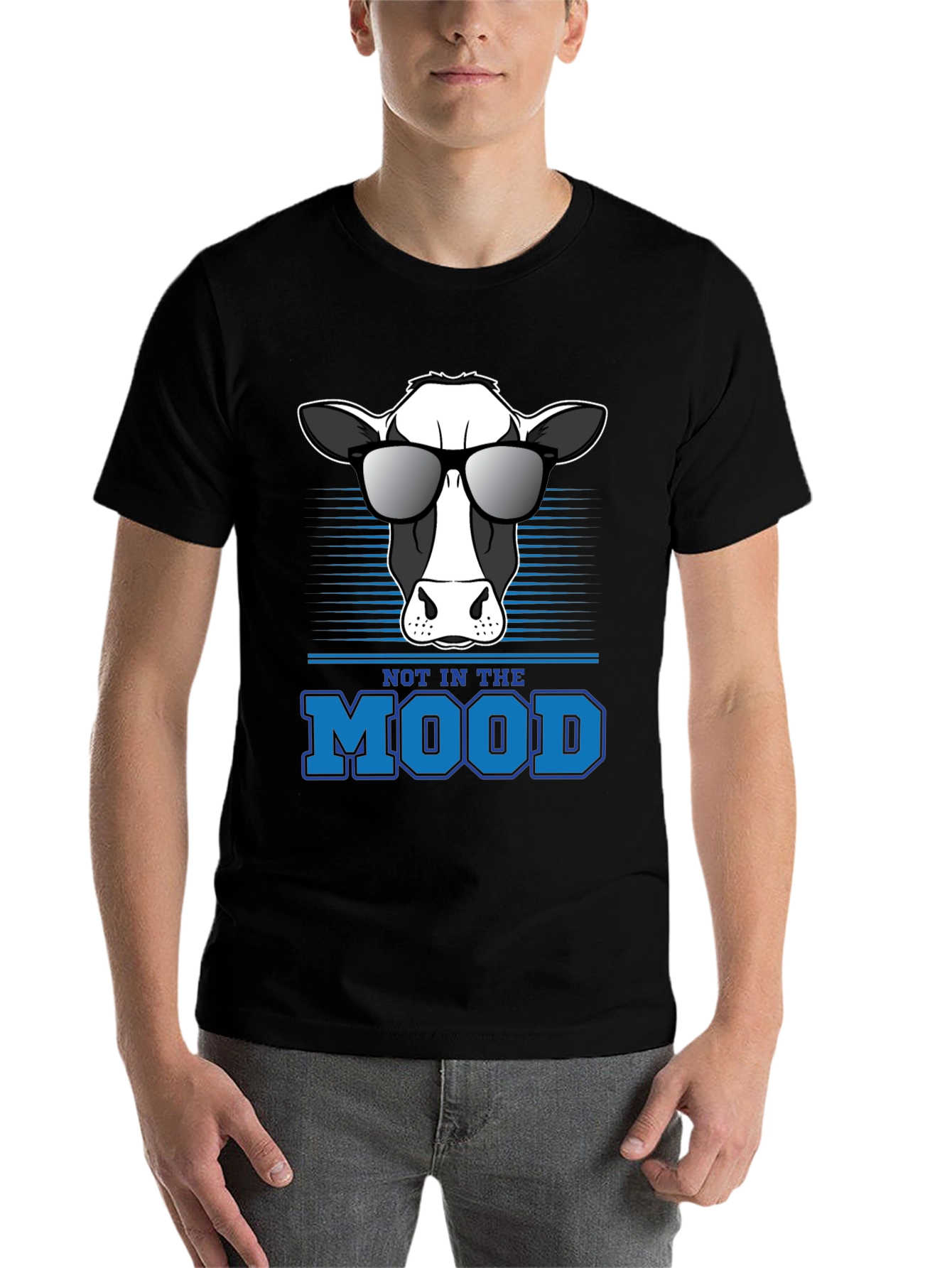 Black Not in the Mood Cow Graphic Tee view 7