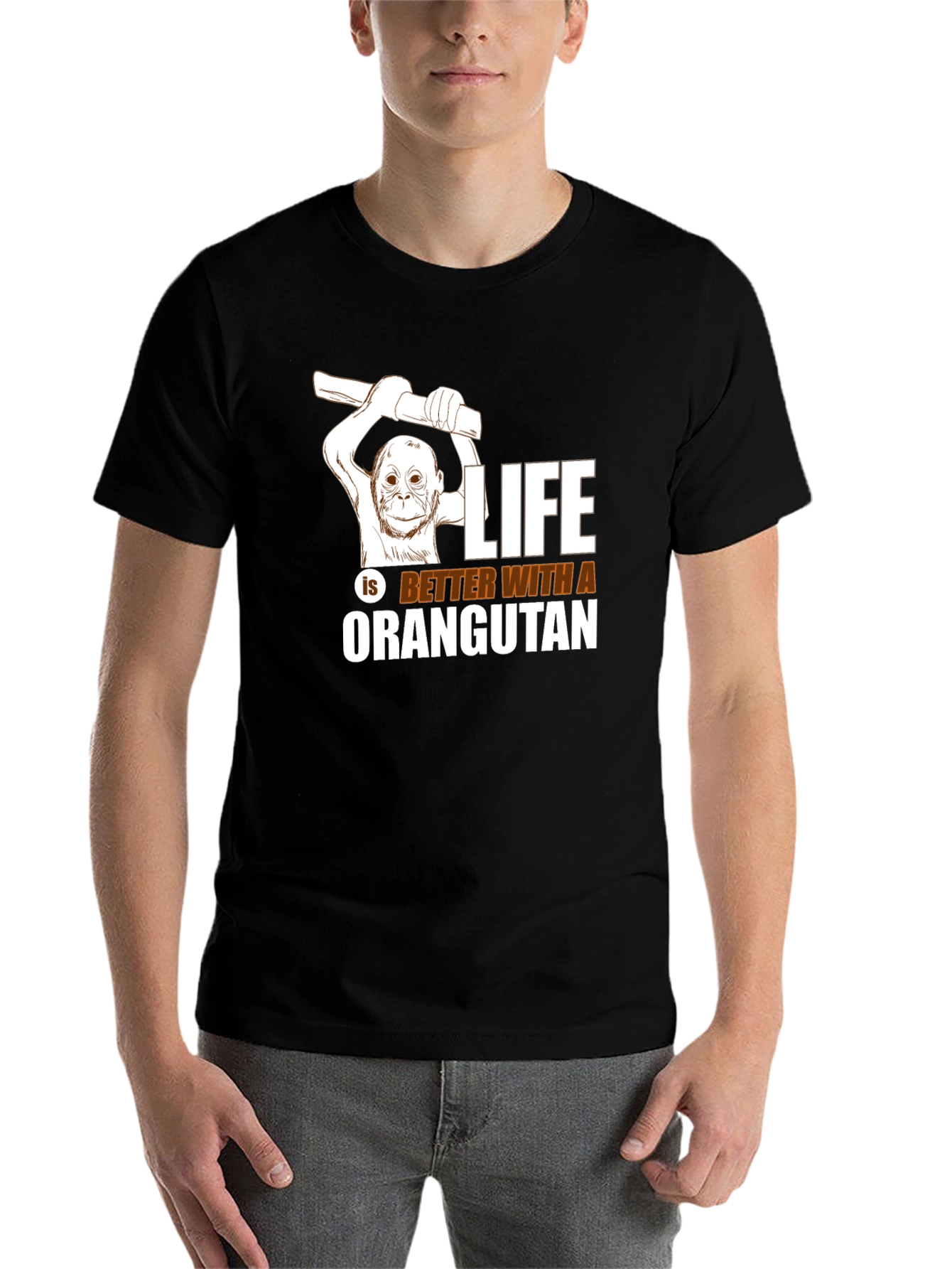 Black Orangutan Graphic Tee - Life is Better T-Shirt view 7