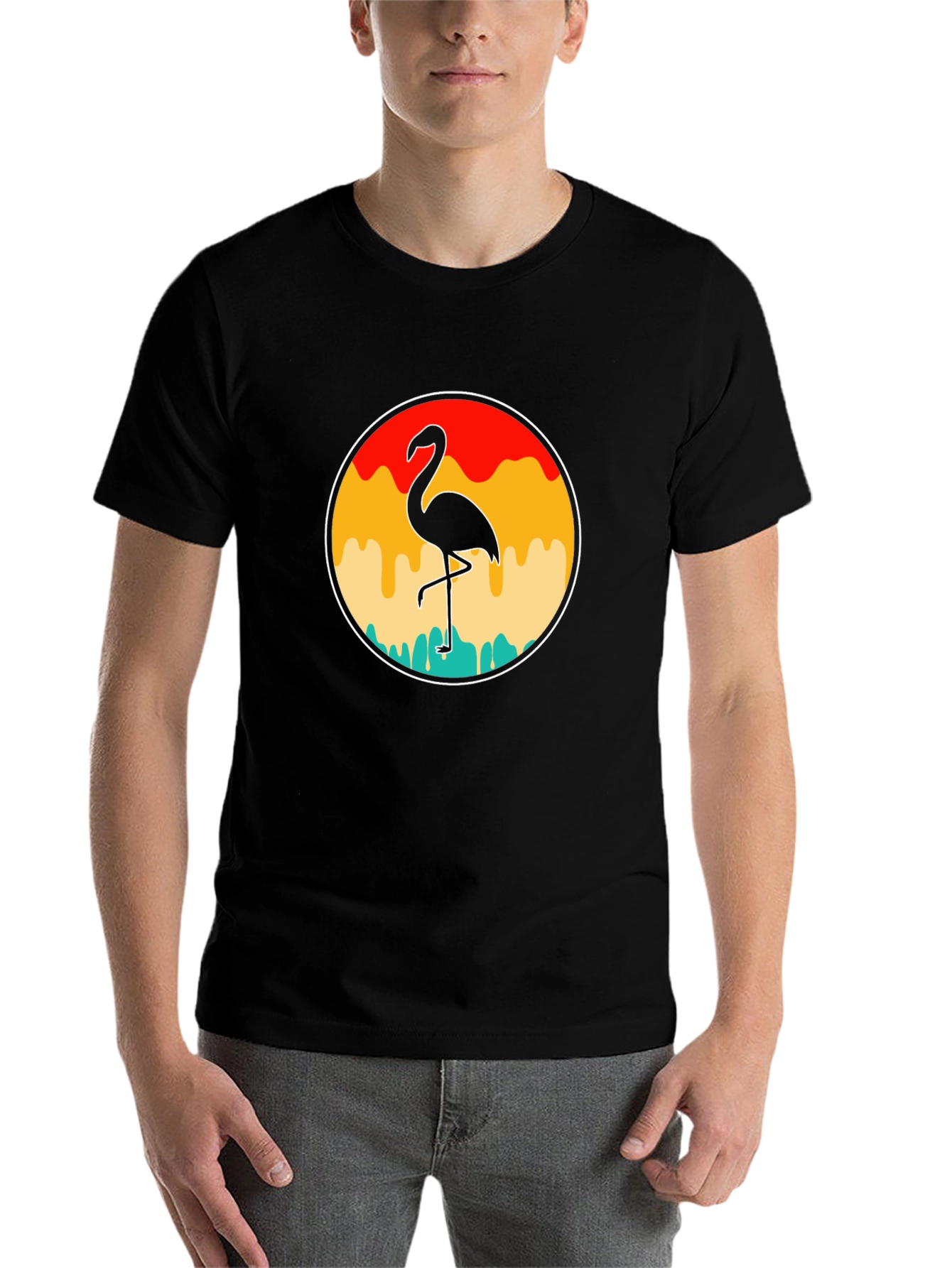 Black Retro Flamingo T-Shirt - Tropical Vibes view 7