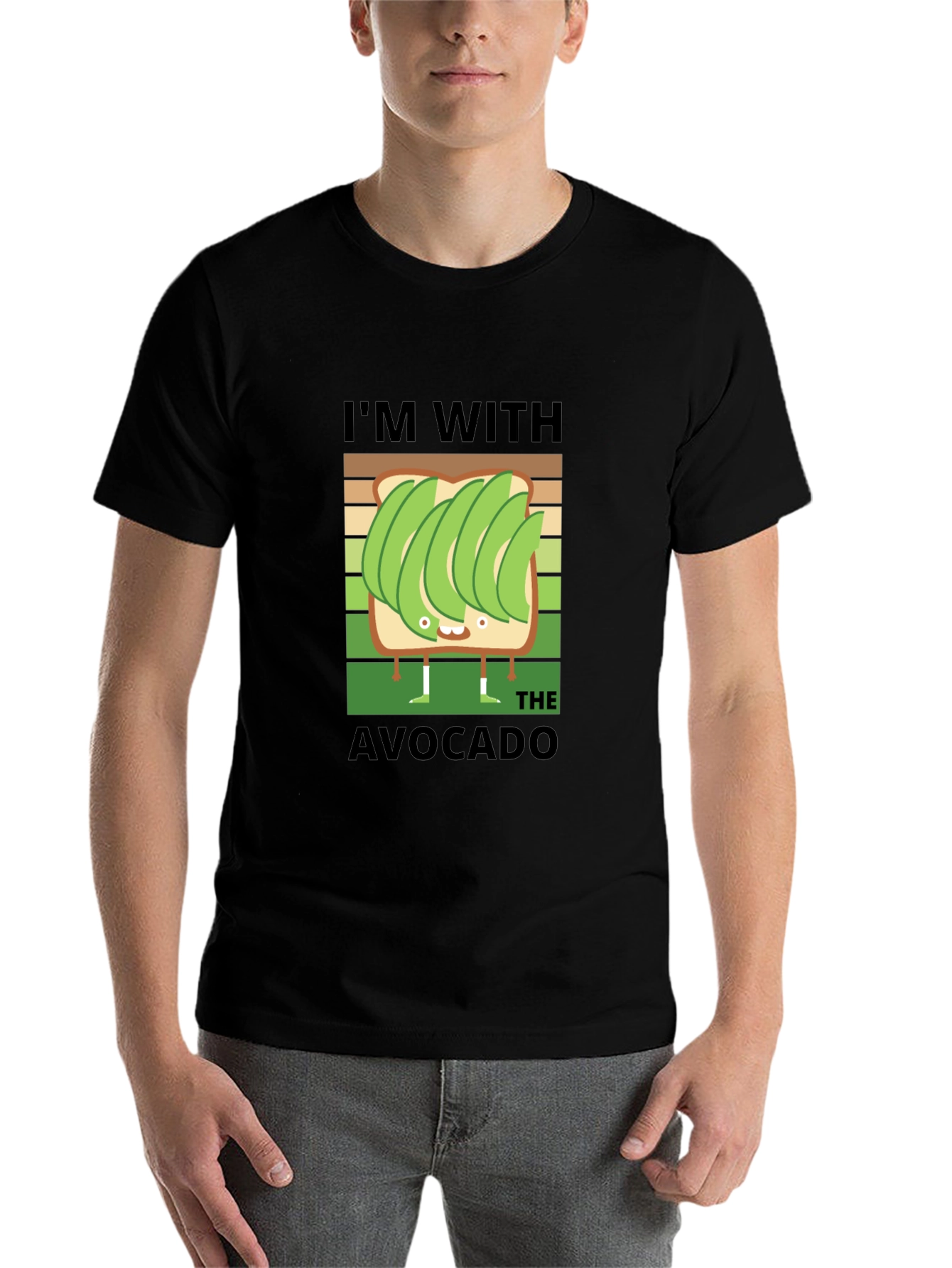 Black I'm With The Avocado T-Shirt Funny Graphic Tee view 7