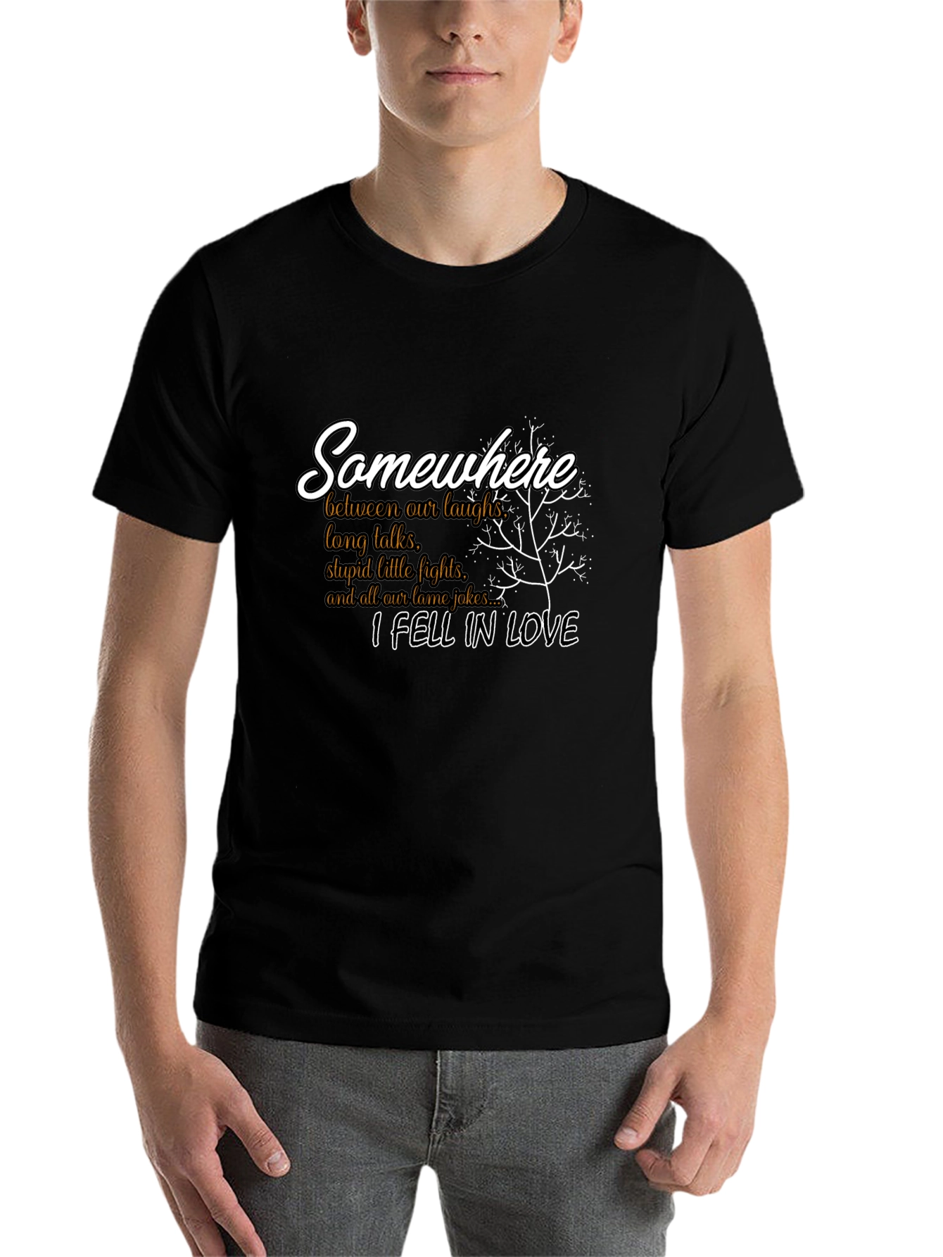 Black Somewhere I Fell in Love T-Shirt view 7