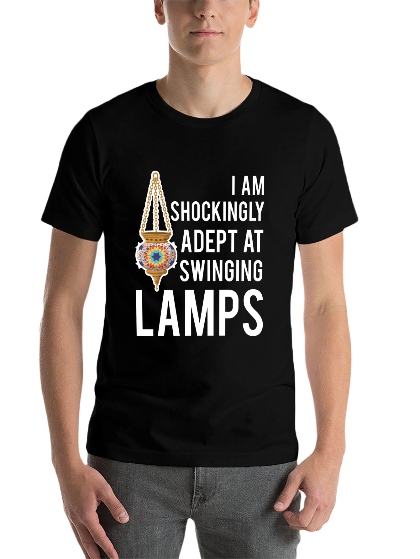 Black Adept Swinging Lamps Graphic T-Shirt view 7