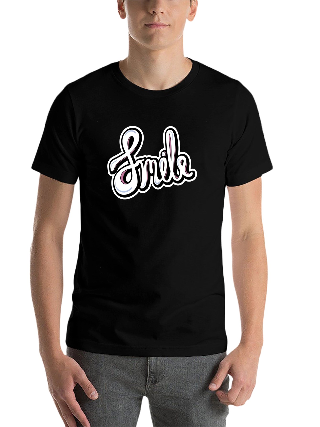 Black Smile Graphic T-Shirt - Casual Black Tee view 7