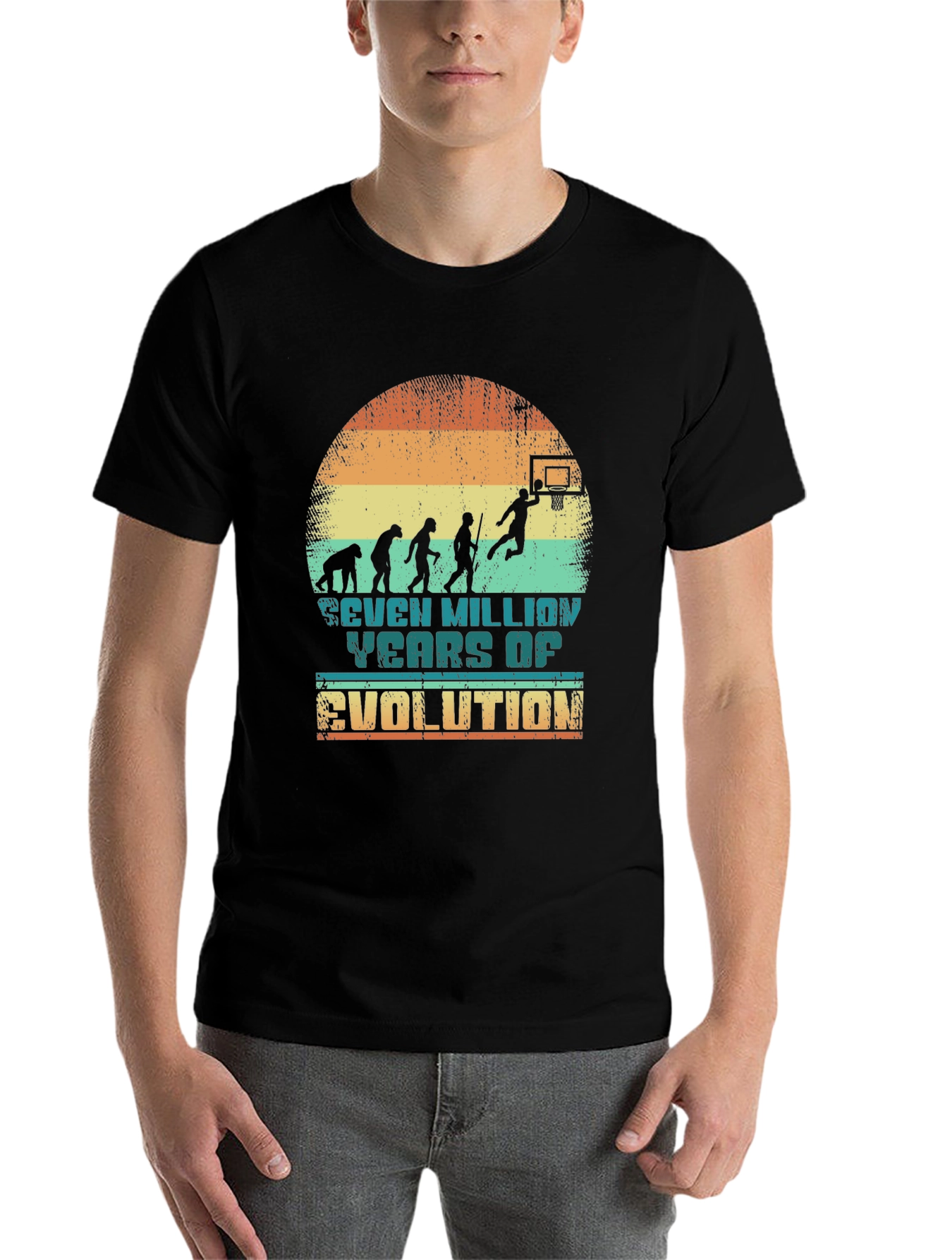 Black Evolution of Basketball T-Shirt view 7