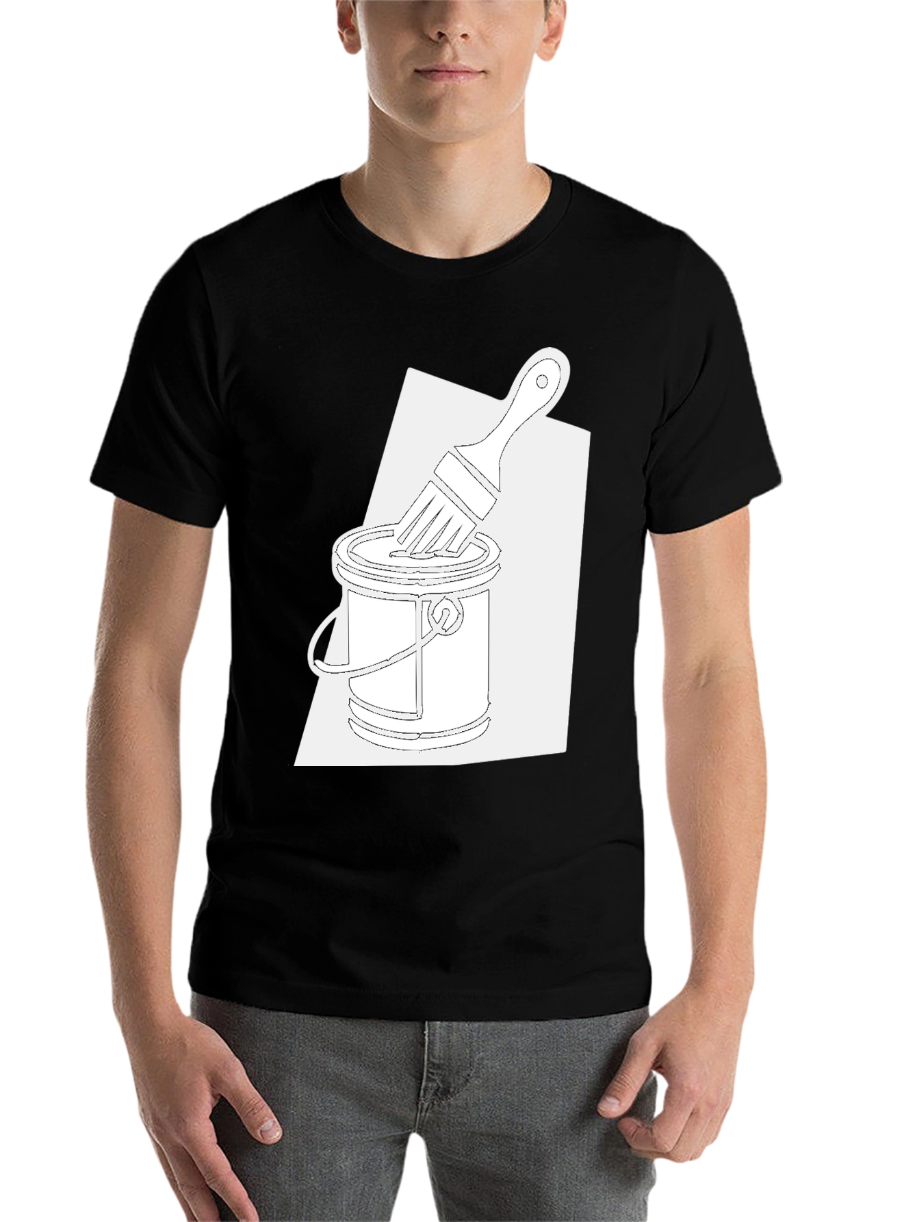 Black Artistic Paint Brush T-Shirt view 7