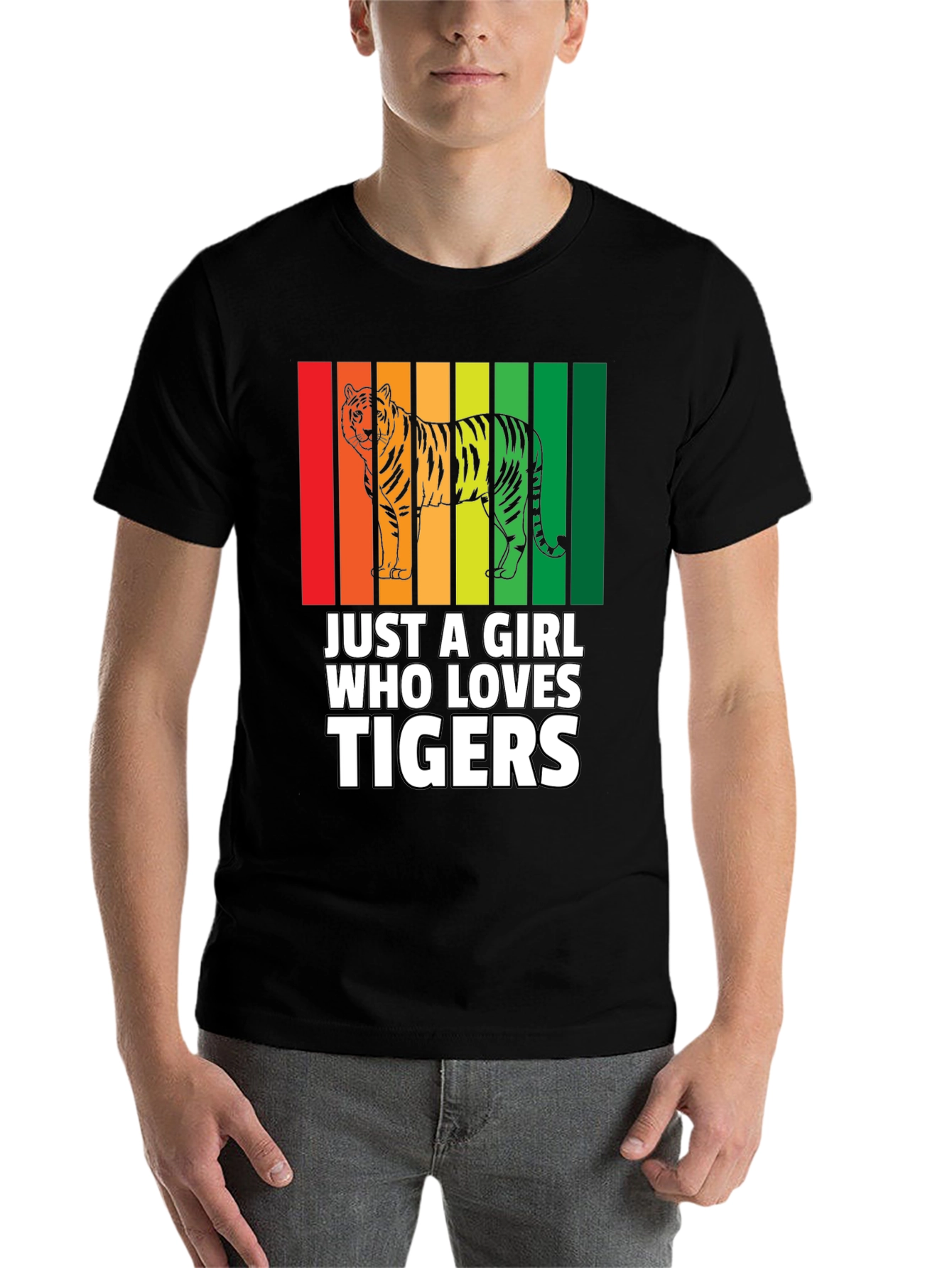 Black Just a Girl Who Loves Tigers T-Shirt view 7